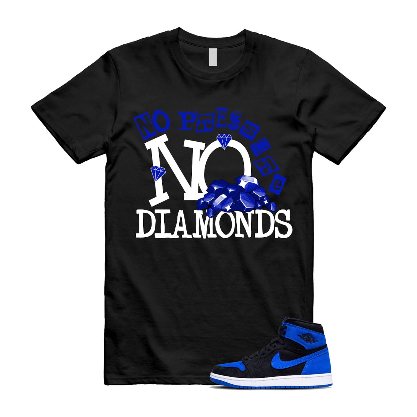 Royal Reimagined 1 Blue White Black T Shirt Match DIAMOND ,DZ5485-042 T-Shirt, Sneaker Match Tee