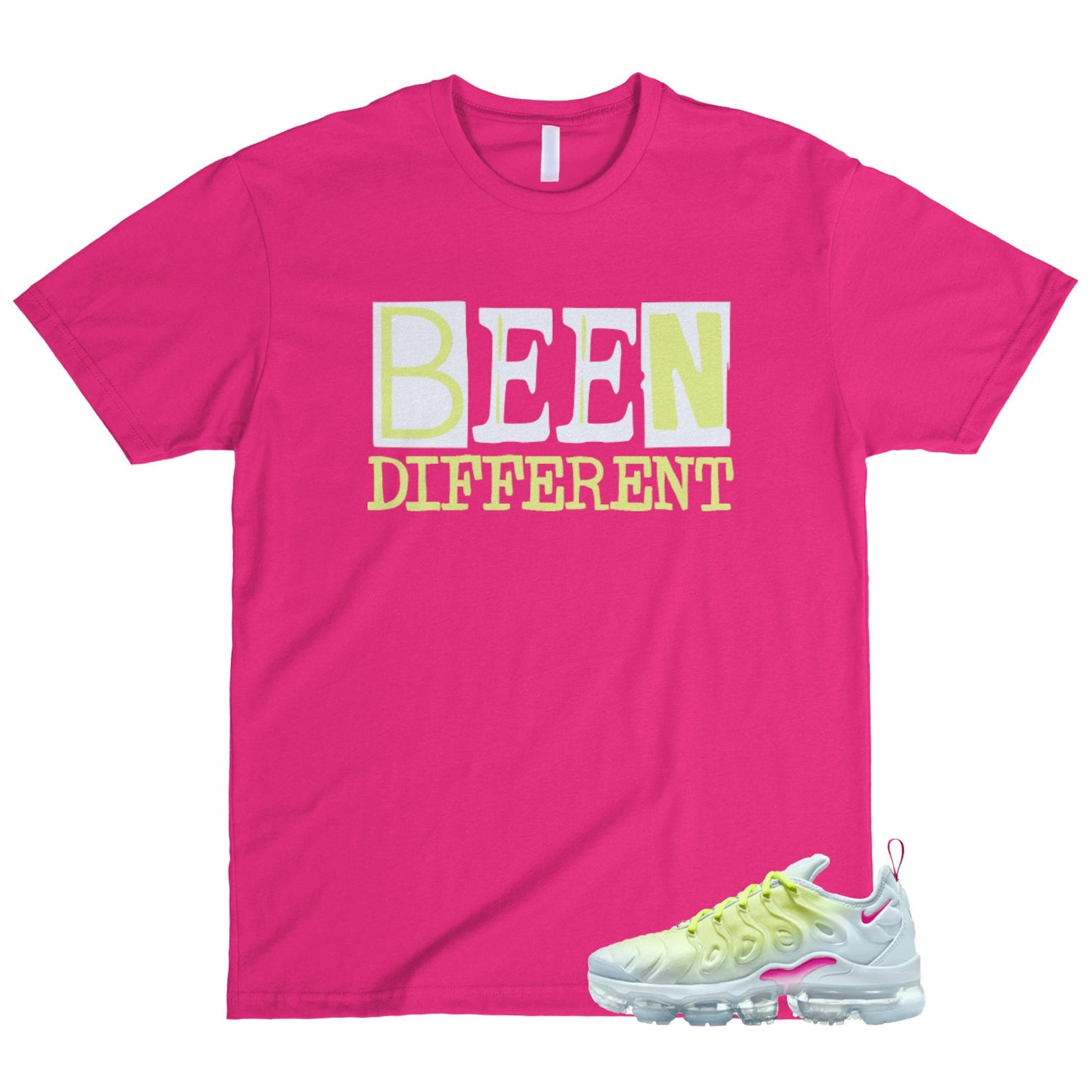 Vapormax Lemon Twist Blue Tint Air Plus Light Metallic Silver Fireberry T Shirt Match BEEN T-Shirt, Sneaker Match Tee