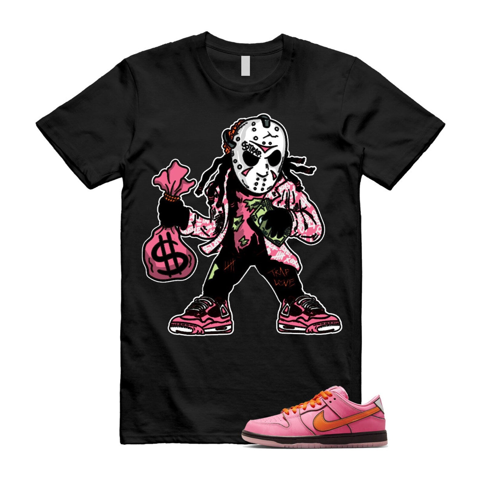 Dunk Blossom The Power Girls Lotus Pink Digital Medium Soft Black T Shirt Match JASON ,FD2631-600 T-Shirt, Sneaker Match Tee