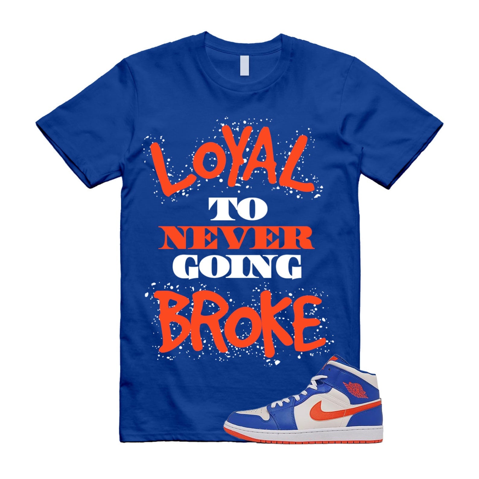 NB T Shirt to match Air 1 Mid Knicks Sail Game Royal Rush Orange Phantom White ,FD1029-400 T-Shirt, Sneaker Match Tee