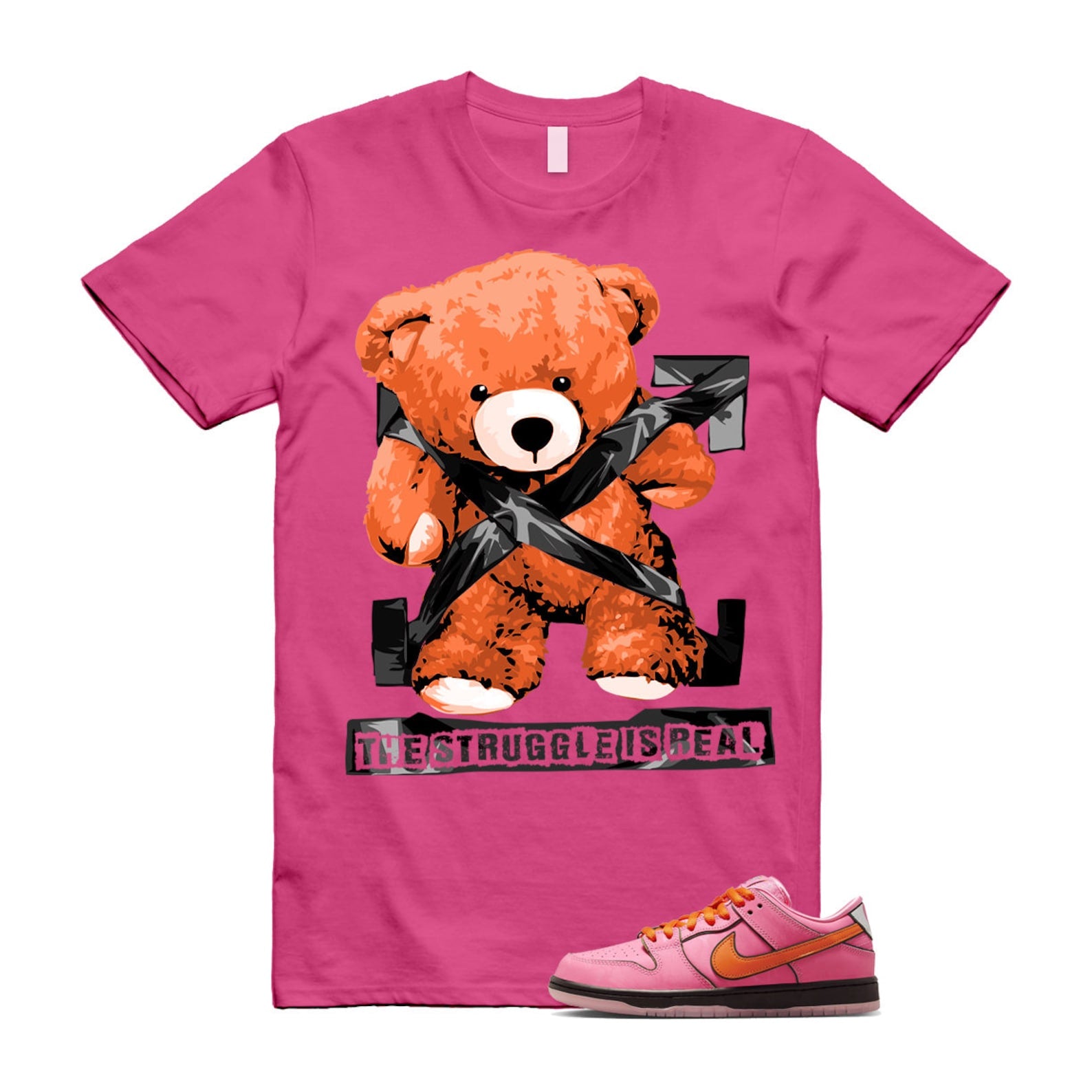 Dunk Blossom The Power Girls Lotus Pink Digital Medium Soft Black T Shirt Match STRUG ,FD2631-600 T-Shirt, Sneaker Match Tee