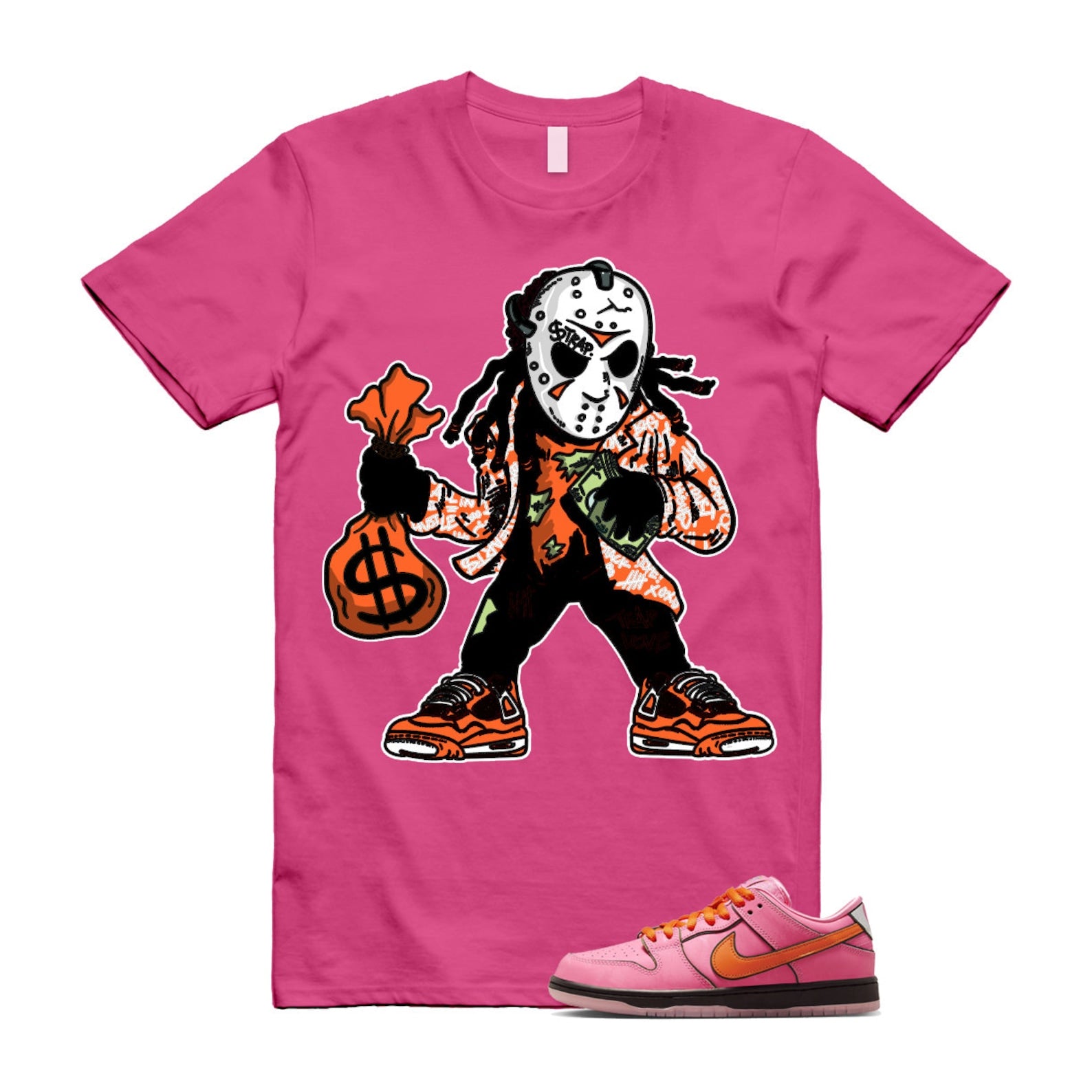 Dunk Blossom The Power Girls Lotus Pink Digital Medium Soft Black T Shirt Match JASON ,FD2631-600 T-Shirt, Sneaker Match Tee