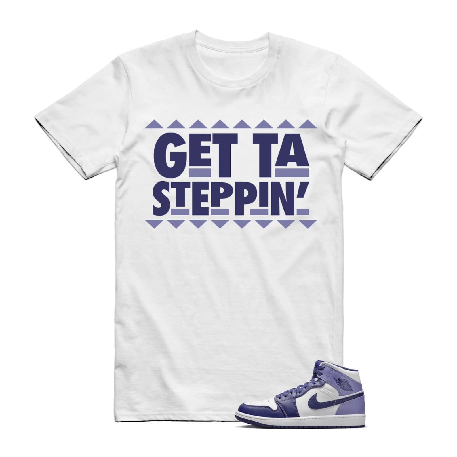 Sky J Purple Blueberry Air Mid Light White T Shirt Match GET T-Shirt, Sneaker Match Tee