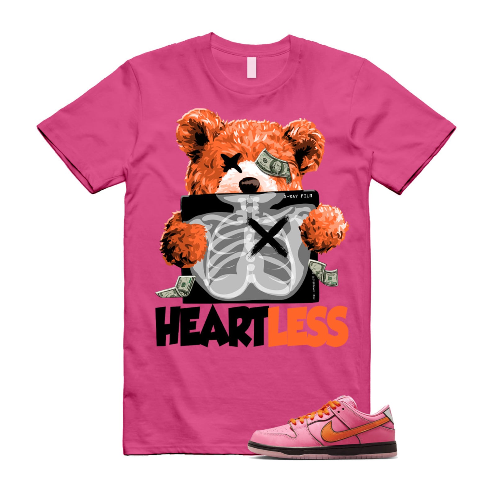 Dunk Blossom The Power Girls Lotus Pink Digital Medium Soft Black T Shirt Match HEART ,FD2631-600 T-Shirt, Sneaker Match Tee