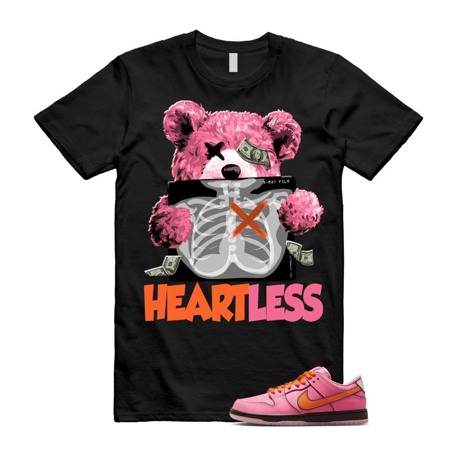 Dunk Blossom The Power Girls Lotus Pink Digital Medium Soft Black T Shirt Match HEART ,FD2631-600 T-Shirt, Sneaker Match Tee