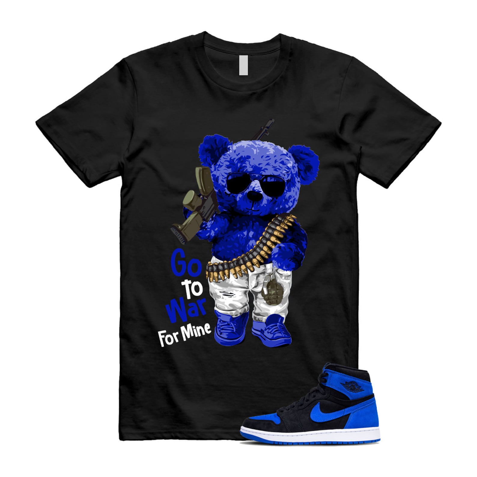 Royal Reimagined 1 Blue White Black T Shirt Match WAR ,DZ5485-042 T-Shirt, Sneaker Match Tee