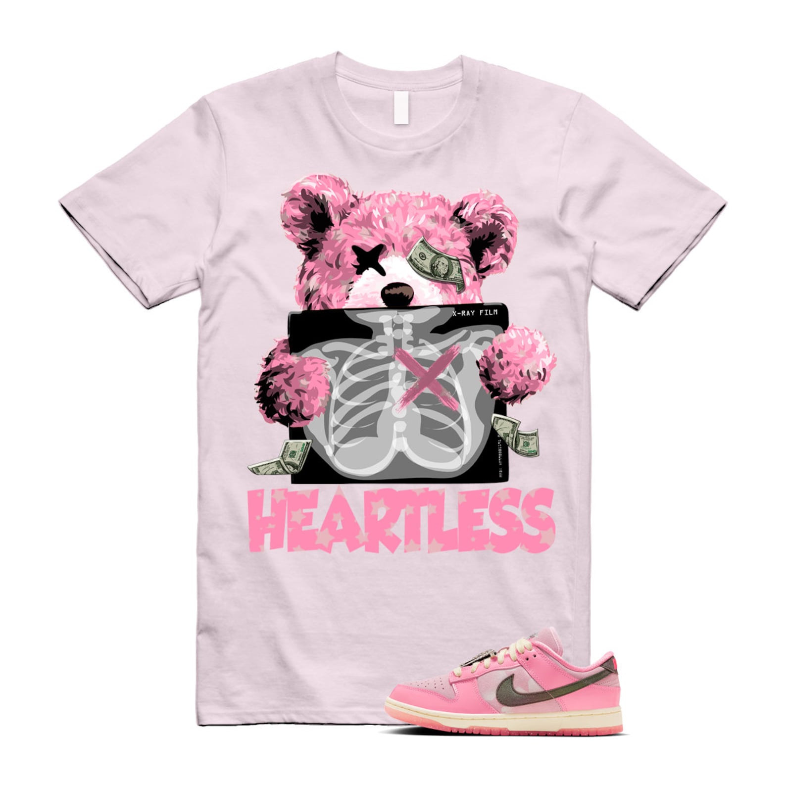 Dunk Pink Stars LX Foam Pale Vanilla Black Lotus T Shirt Match HEART T-Shirt, Sneaker Match Tee