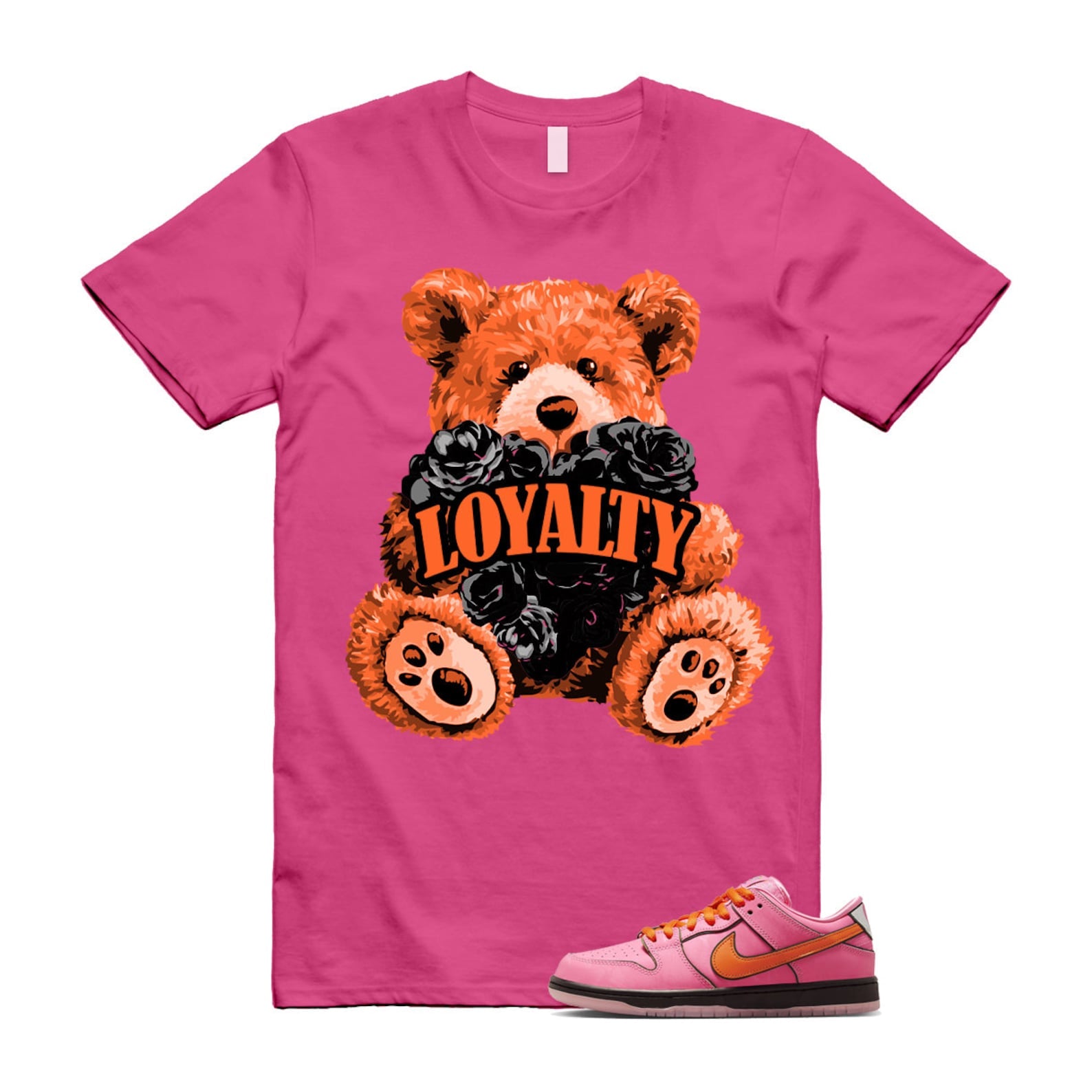 Dunk Blossom The Power Girls Lotus Pink Digital Medium Soft Black T Shirt Match LYLTY T-Shirt, Sneaker Match Tee