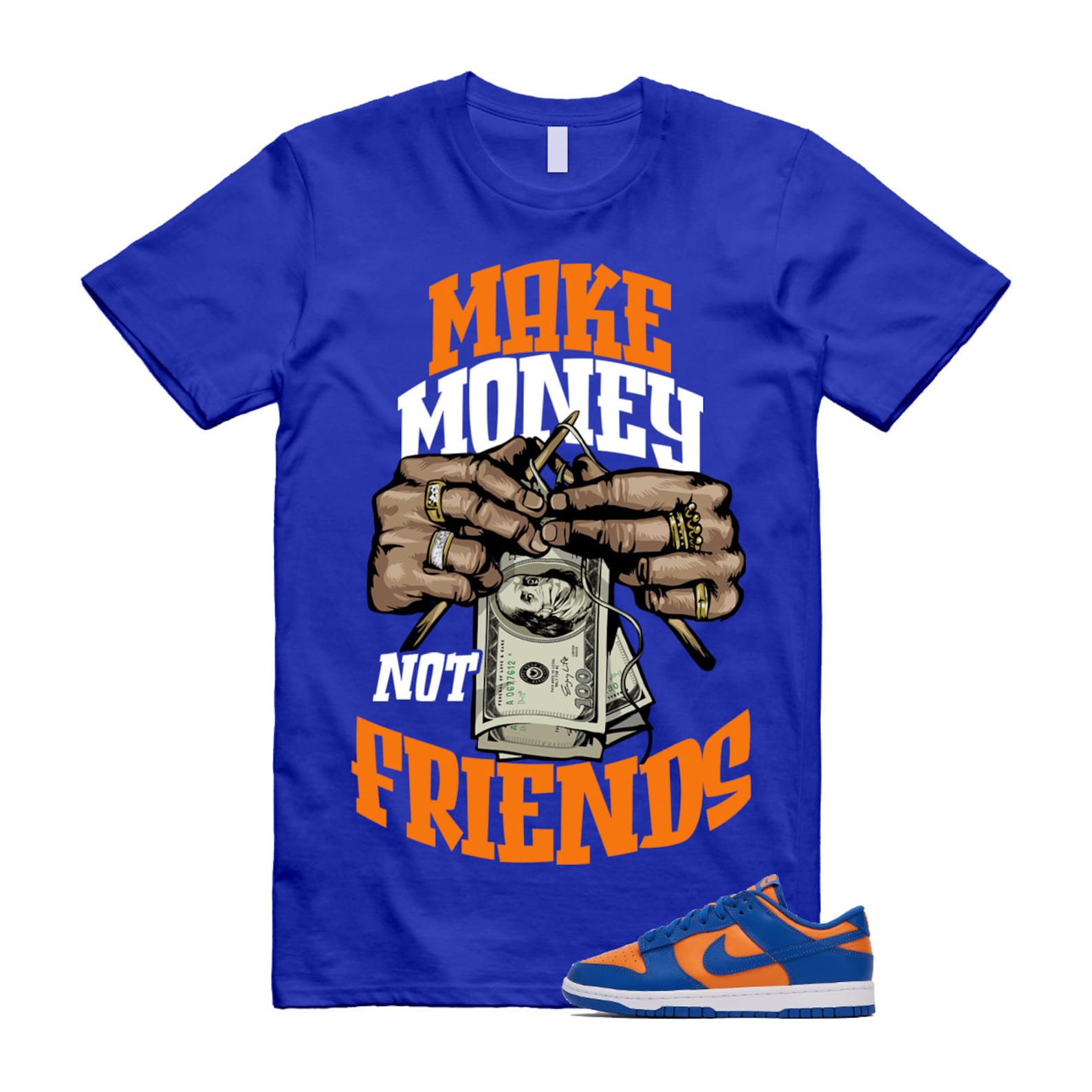 Dunk Knicks Team Royal Blue Orange Low Bright Ceramic T Shirt Match MM ,DV0833-800 T-Shirt, Sneaker Match Tee