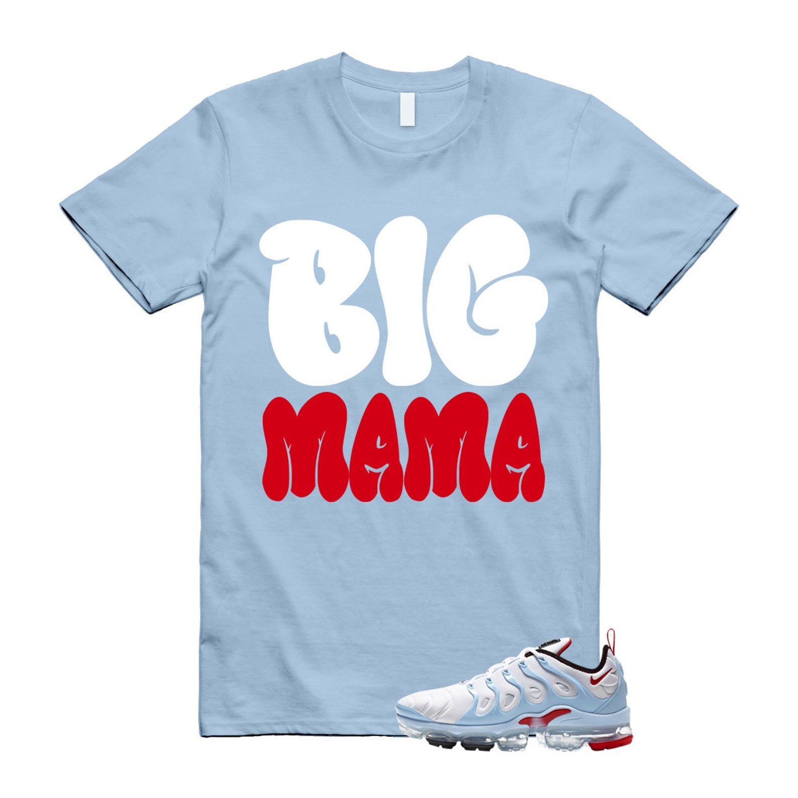 VaporMax Chicago University Red Psychic Blue White Air Plus T Shirt Match MAMA ,CW6974-100 T-Shirt, Sneaker Match Tee