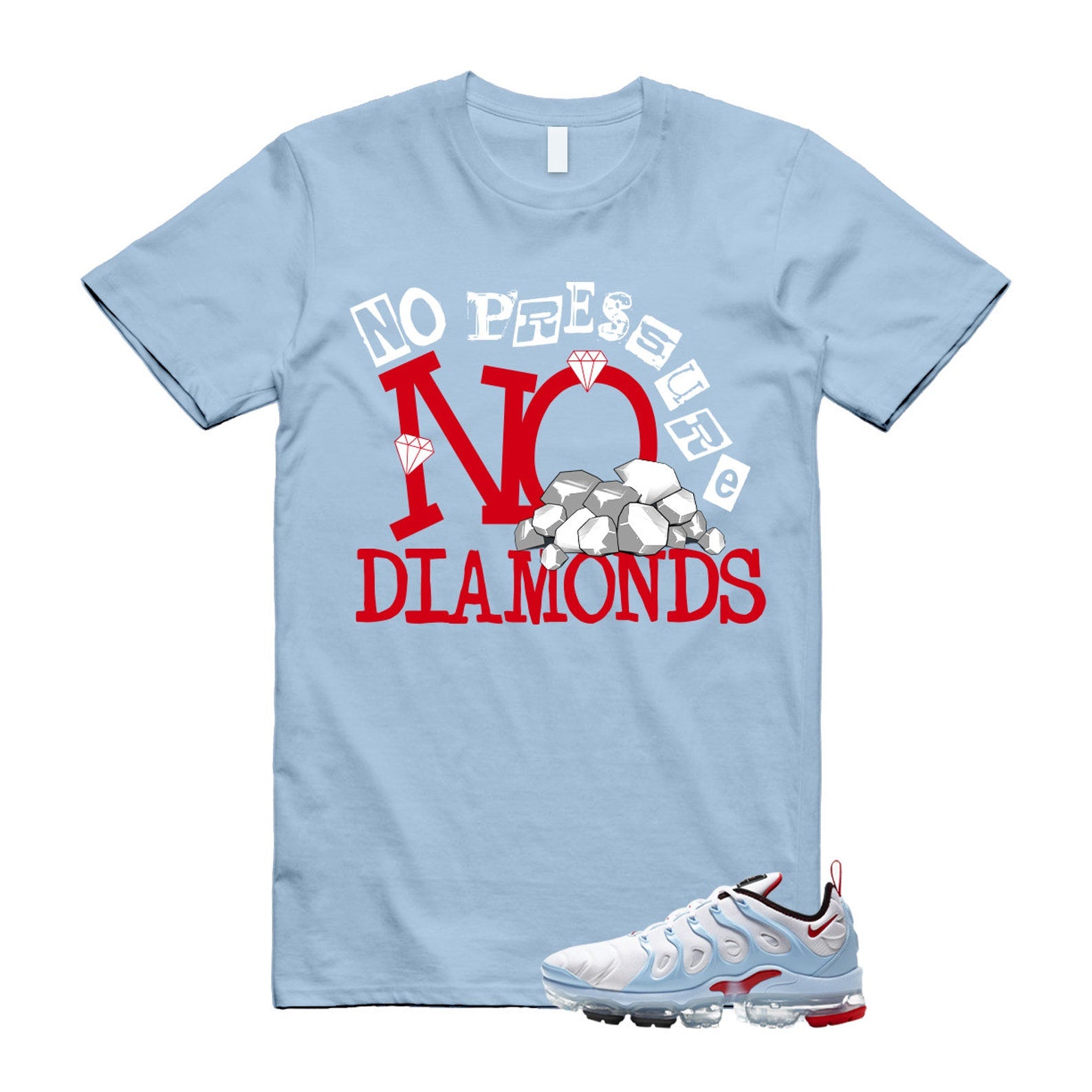 VaporMax Chicago University Red Psychic Blue White Air Plus T Shirt Match DIAMOND ,CW6974-100 T-Shirt, Sneaker Match Tee