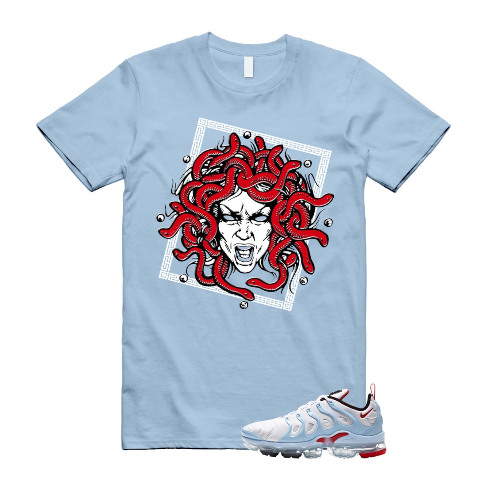 VaporMax Chicago University Red Air Plus White Psychic Blue T Shirt Match SHM ,CW6974-100 T-Shirt, Sneaker Match Tee
