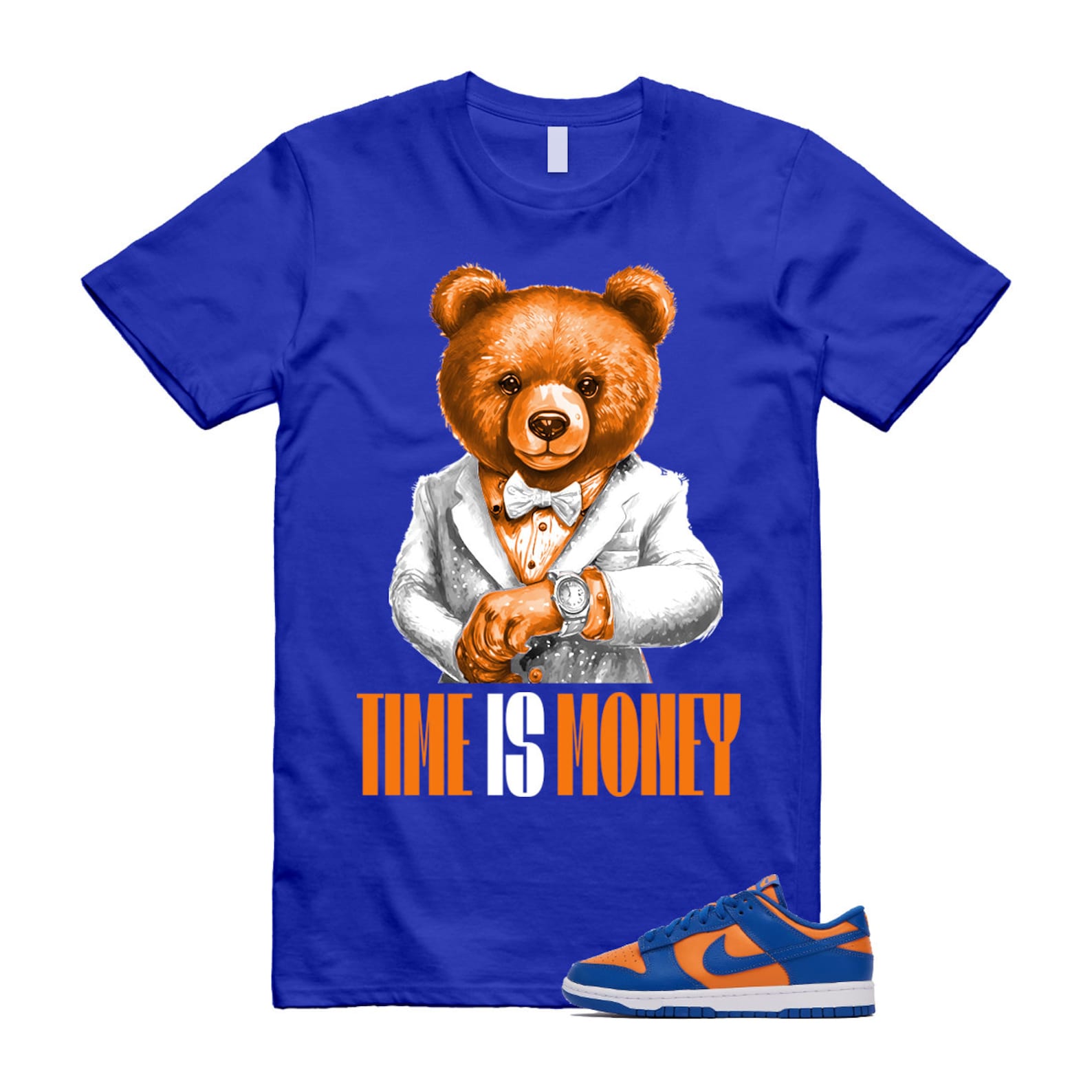 Dunk Knicks Team Royal Blue Orange Low Bright Ceramic T Shirt Match TIM ,DV0833-800 T-Shirt, Sneaker Match Tee