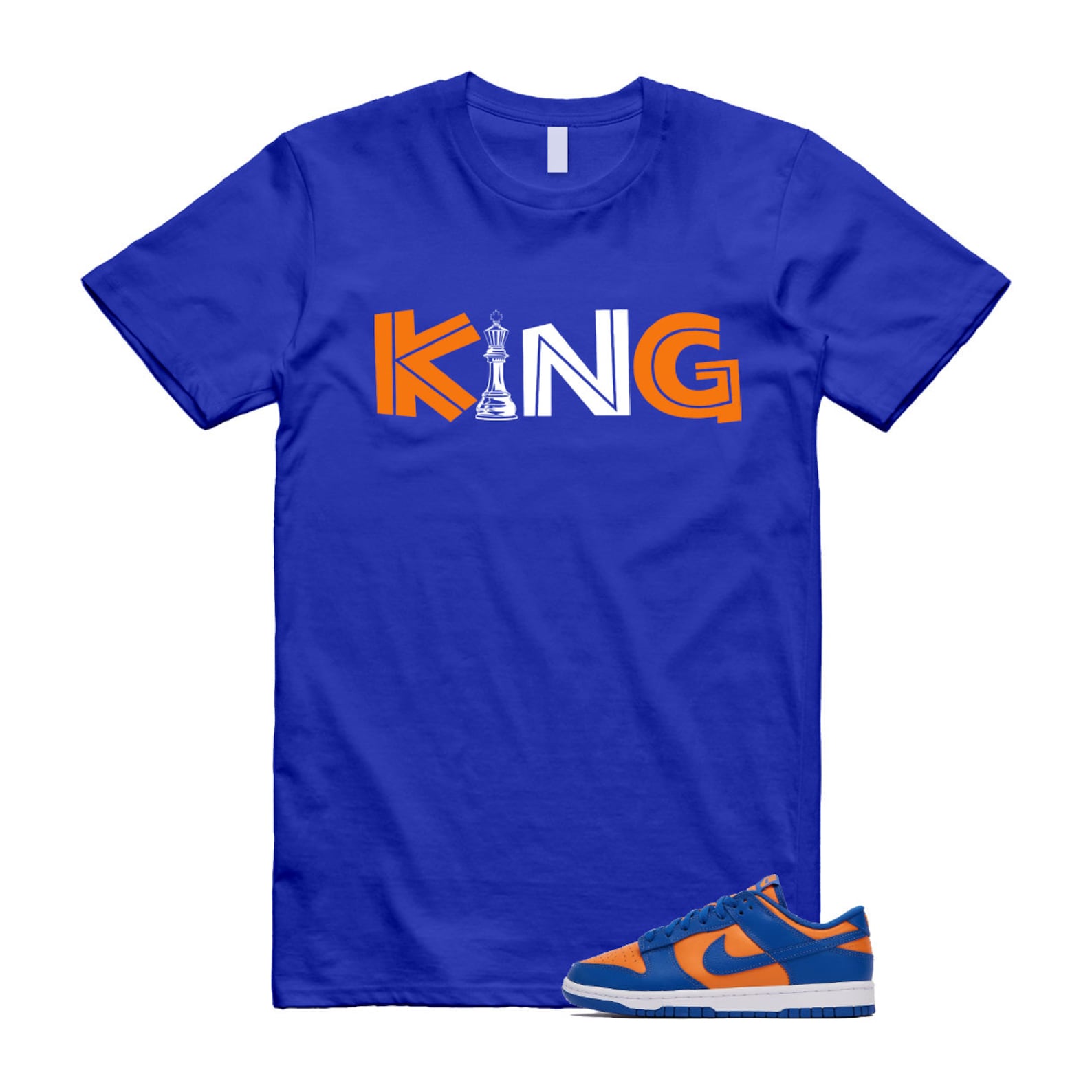 Dunk Knicks Team Royal Blue Orange Low Bright Ceramic T Shirt Match KING ,DV0833-800 T-Shirt, Sneaker Match Tee