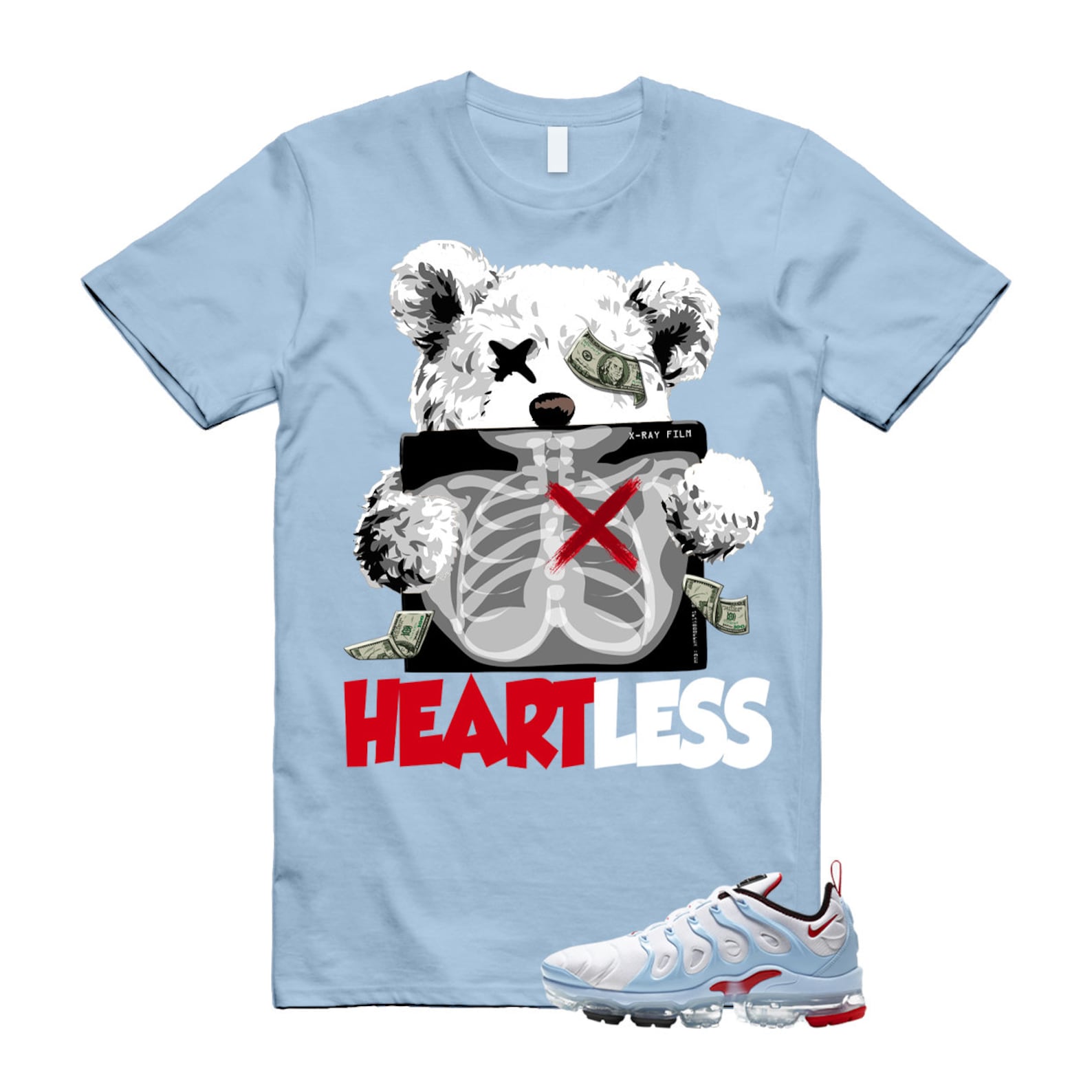 VaporMax Chicago University Red Psychic Blue White Air Plus T Shirt Match HEART ,CW6974-100 T-Shirt, Sneaker Match Tee
