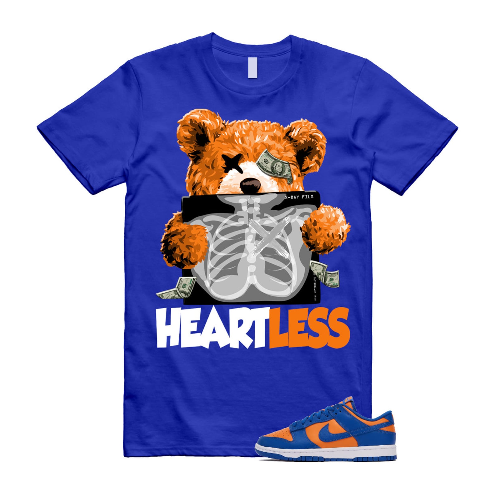 Dunk Knicks Team Royal Blue Orange Low Bright Ceramic T Shirt Match HEART ,DV0833-800 T-Shirt, Sneaker Match Tee