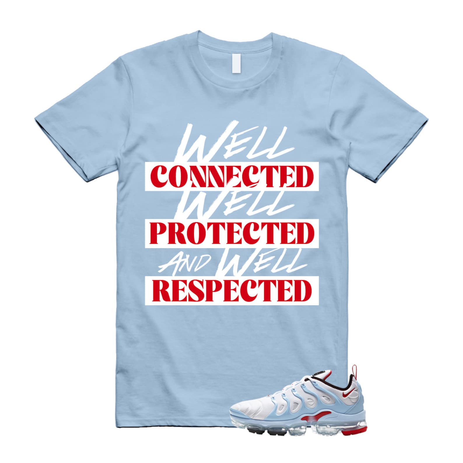 VaporMax Chicago University Red Air Plus White Psychic Blue T Shirt Match WELL ,CW6974-100 T-Shirt, Sneaker Match Tee