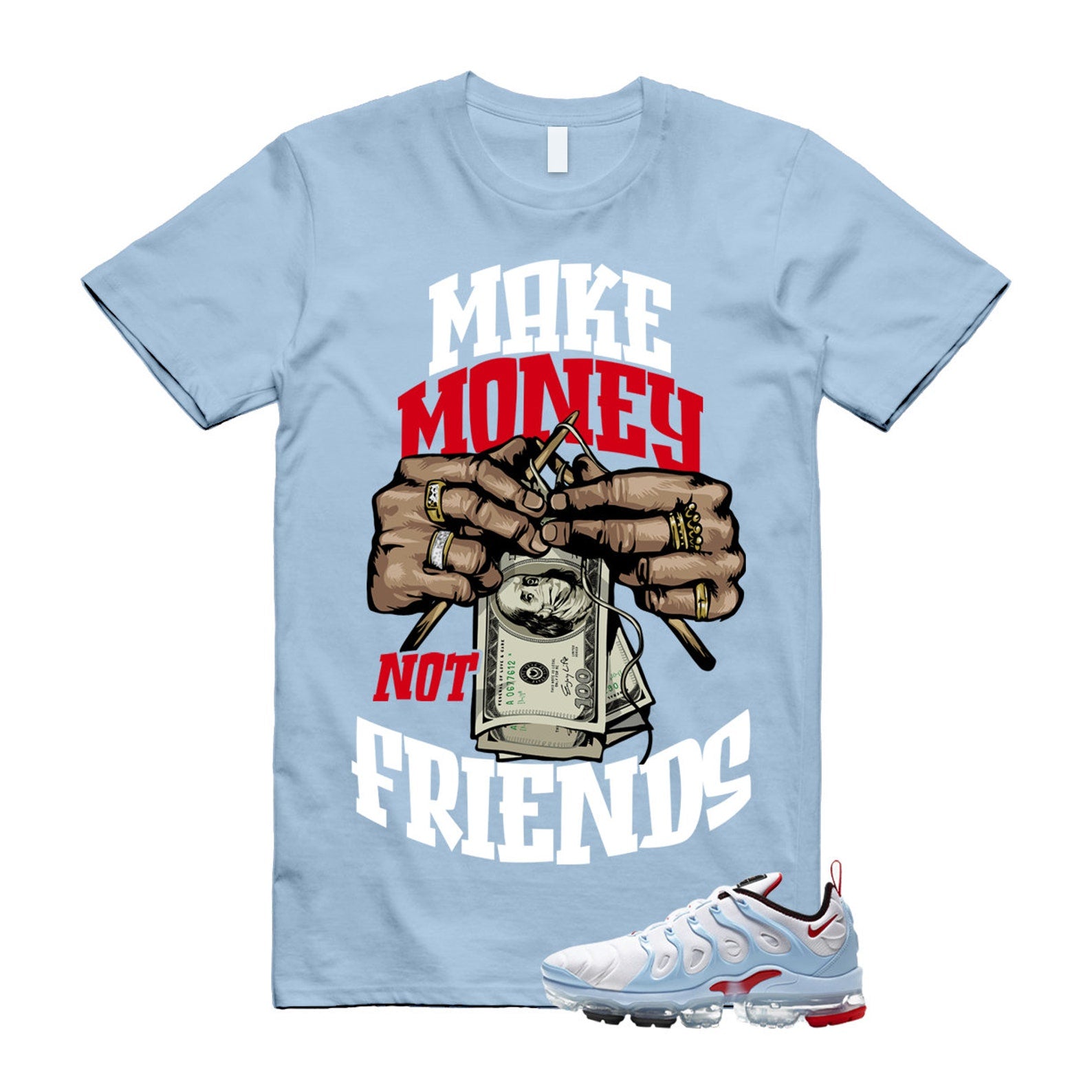 VaporMax Chicago University Red Psychic Blue White Air Plus T Shirt Match MM ,CW6974-100 T-Shirt, Sneaker Match Tee