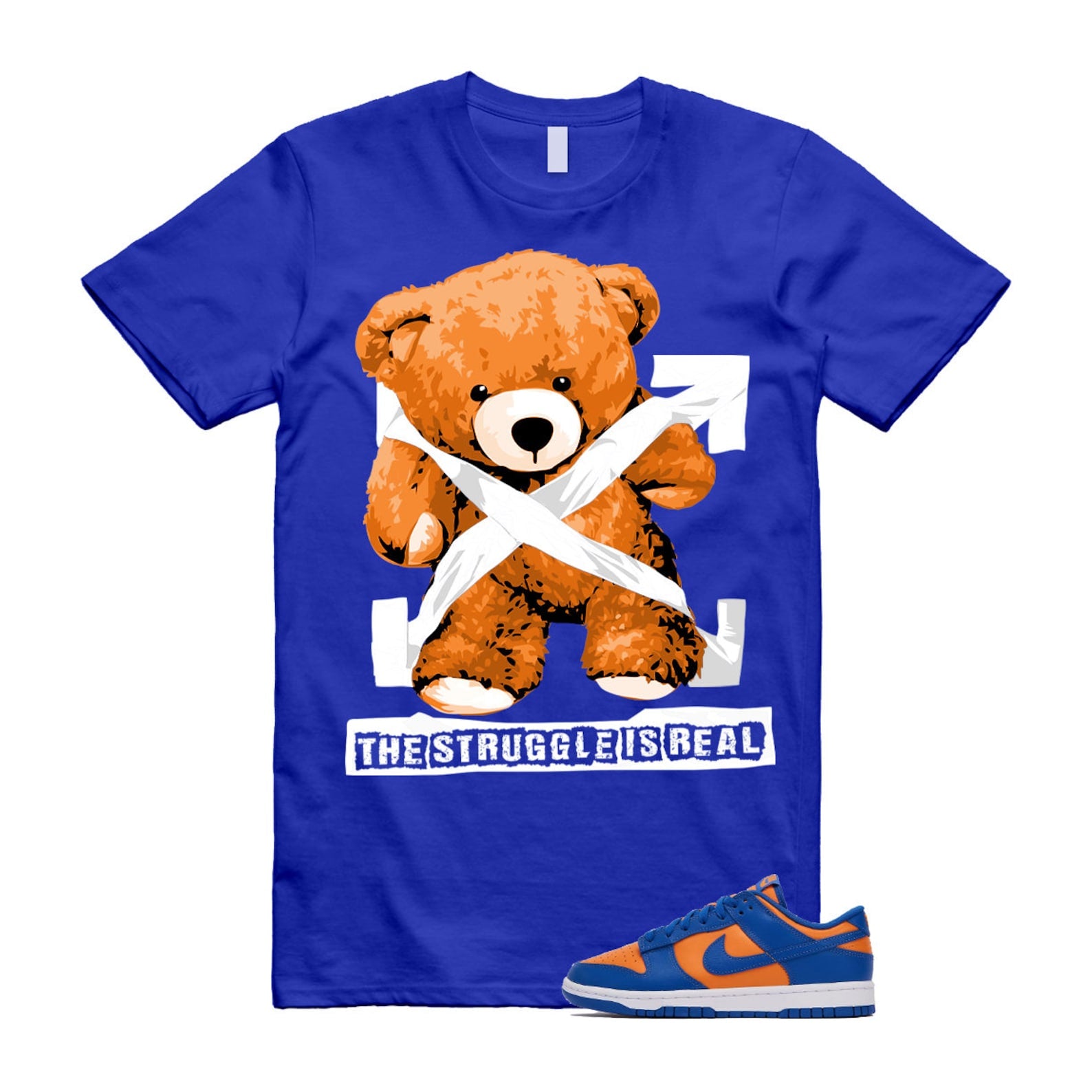 Dunk Knicks Team Royal Blue Orange Low Bright Ceramic T Shirt Match STRUG ,DV0833-800 T-Shirt, Sneaker Match Tee