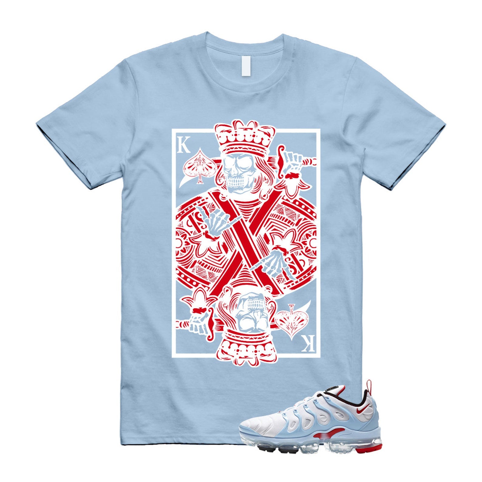 VaporMax Chicago University Red Psychic Blue White Air Plus T Shirt Match KC ,CW6974-100 T-Shirt, Sneaker Match Tee