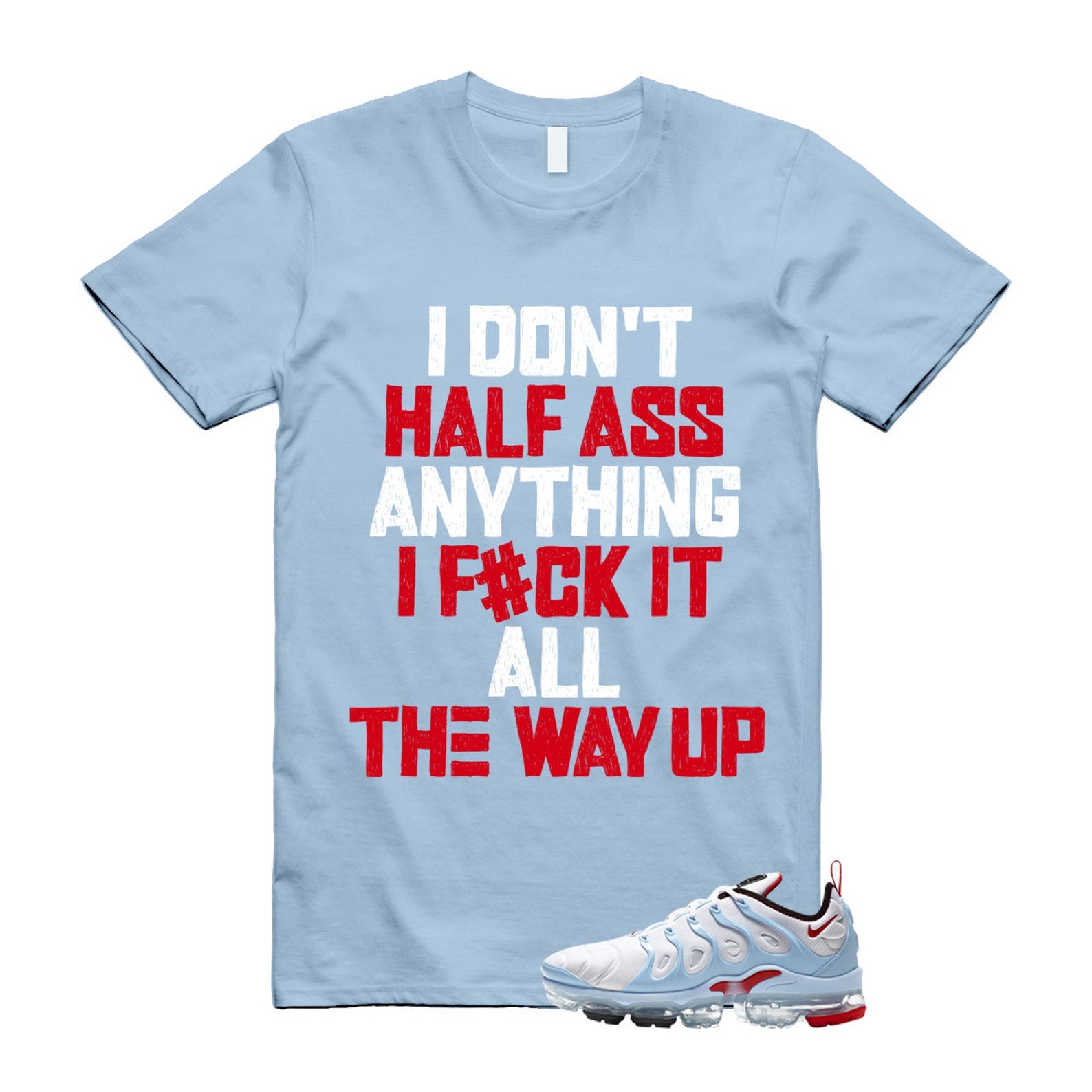 VaporMax Chicago University Red Psychic Blue White Air Plus T Shirt Match HALF ,CW6974-100 T-Shirt, Sneaker Match Tee