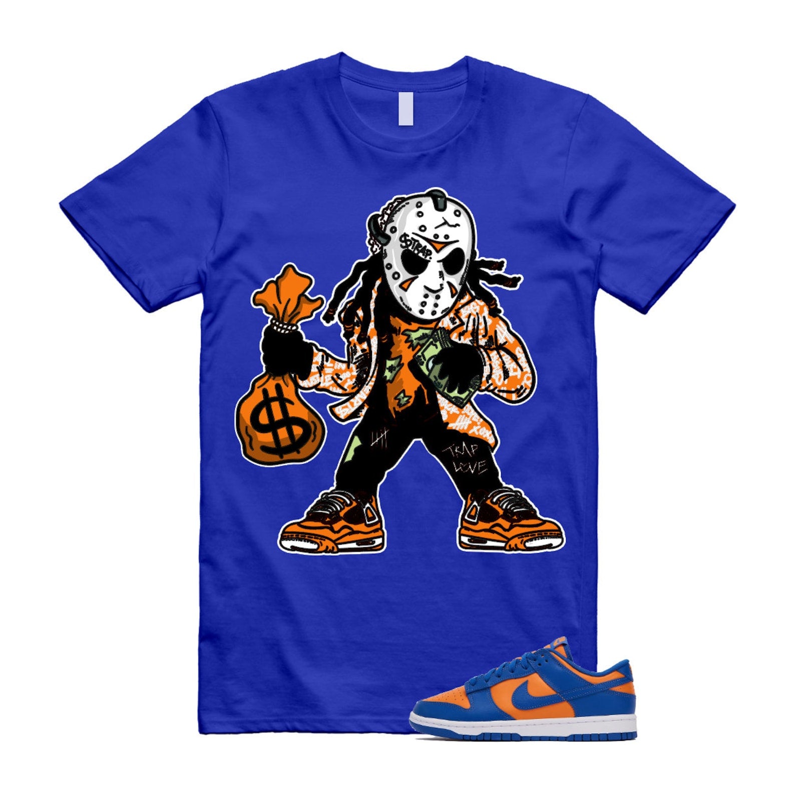 Dunk Knicks Team Royal Blue Orange Low Bright Ceramic T Shirt Match JASON ,DV0833-800 T-Shirt, Sneaker Match Tee