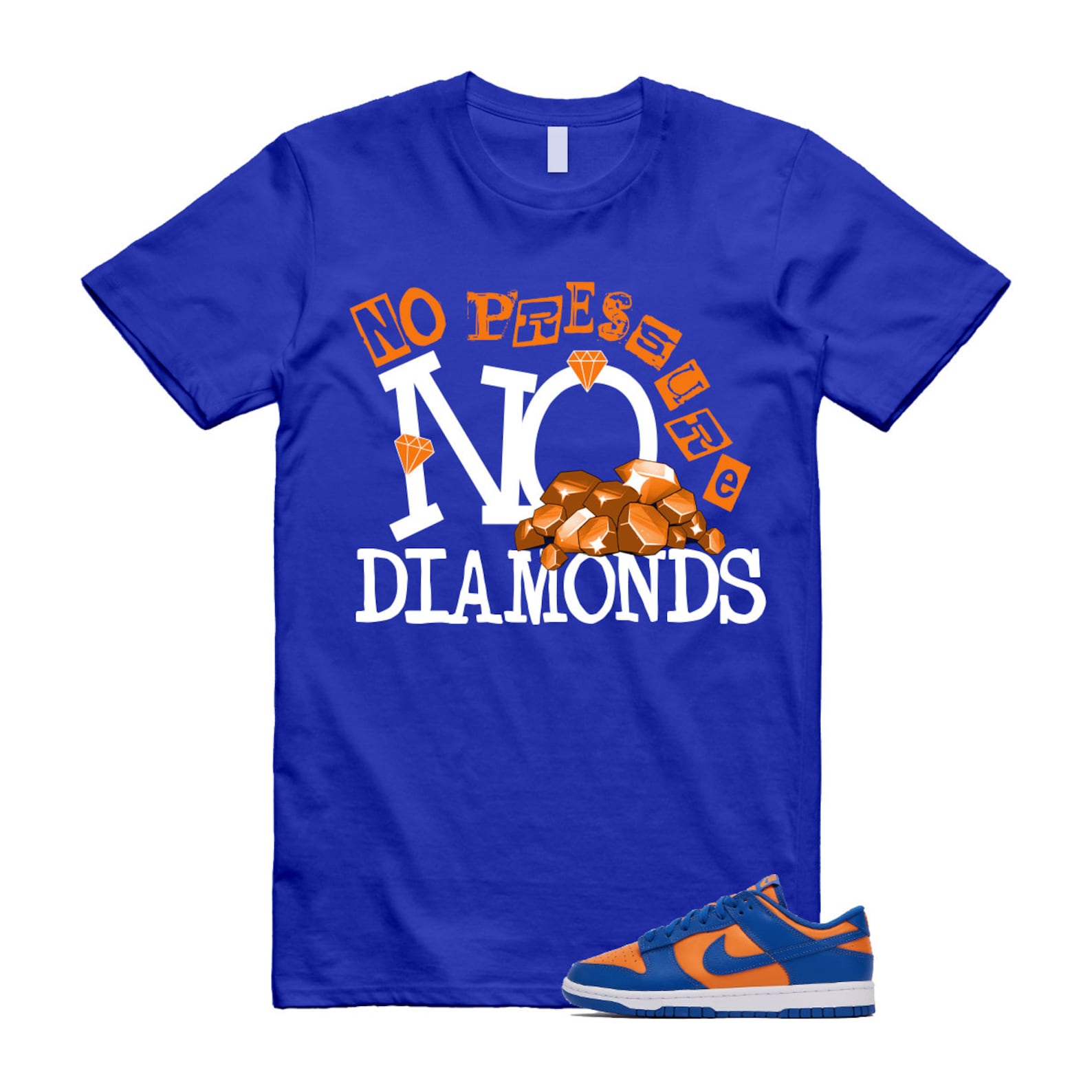 Dunk Knicks Team Royal Blue Orange Low Bright Ceramic T Shirt Match DIAMOND ,DV0833-800 T-Shirt, Sneaker Match Tee