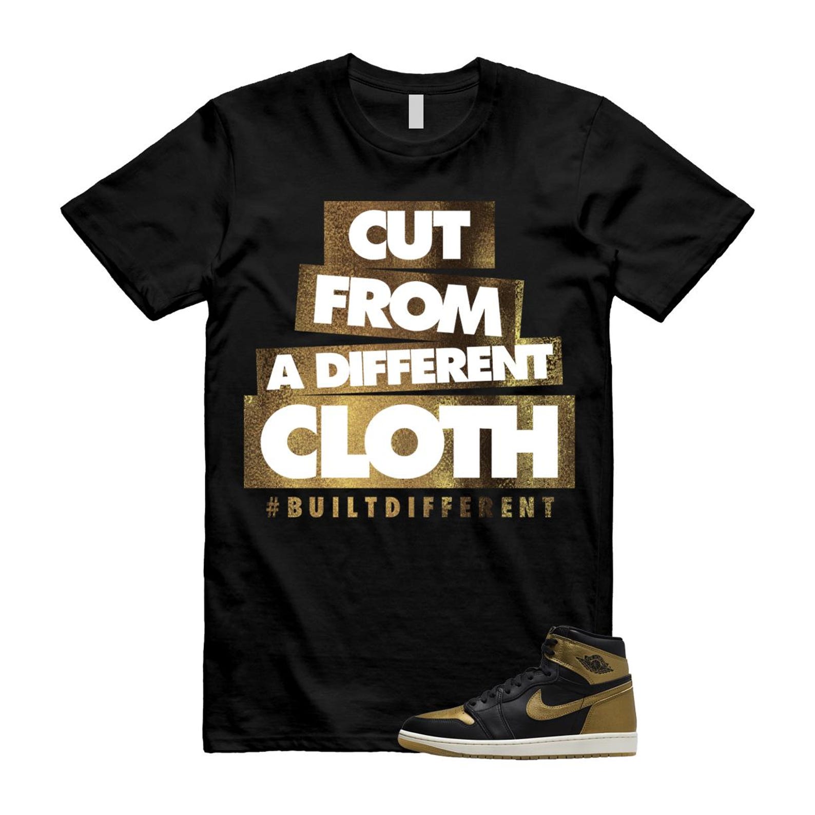 1 Black Metallic Gold Sail Retro High OG T Shirt Match CLOTH ,DZ5485-071 T-Shirt, Sneaker Match Tee