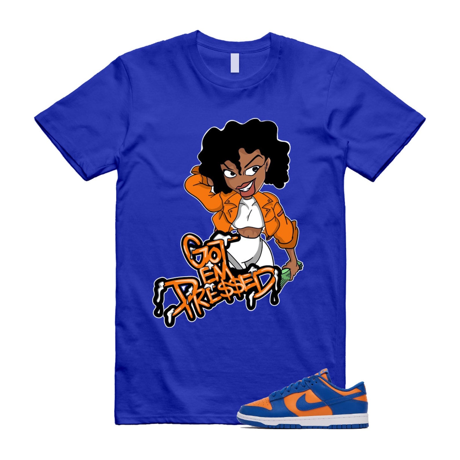 Dunk Knicks Team Royal Blue Orange Low Bright Ceramic T Shirt Match PRESSED ,DV0833-800 T-Shirt, Sneaker Match Tee