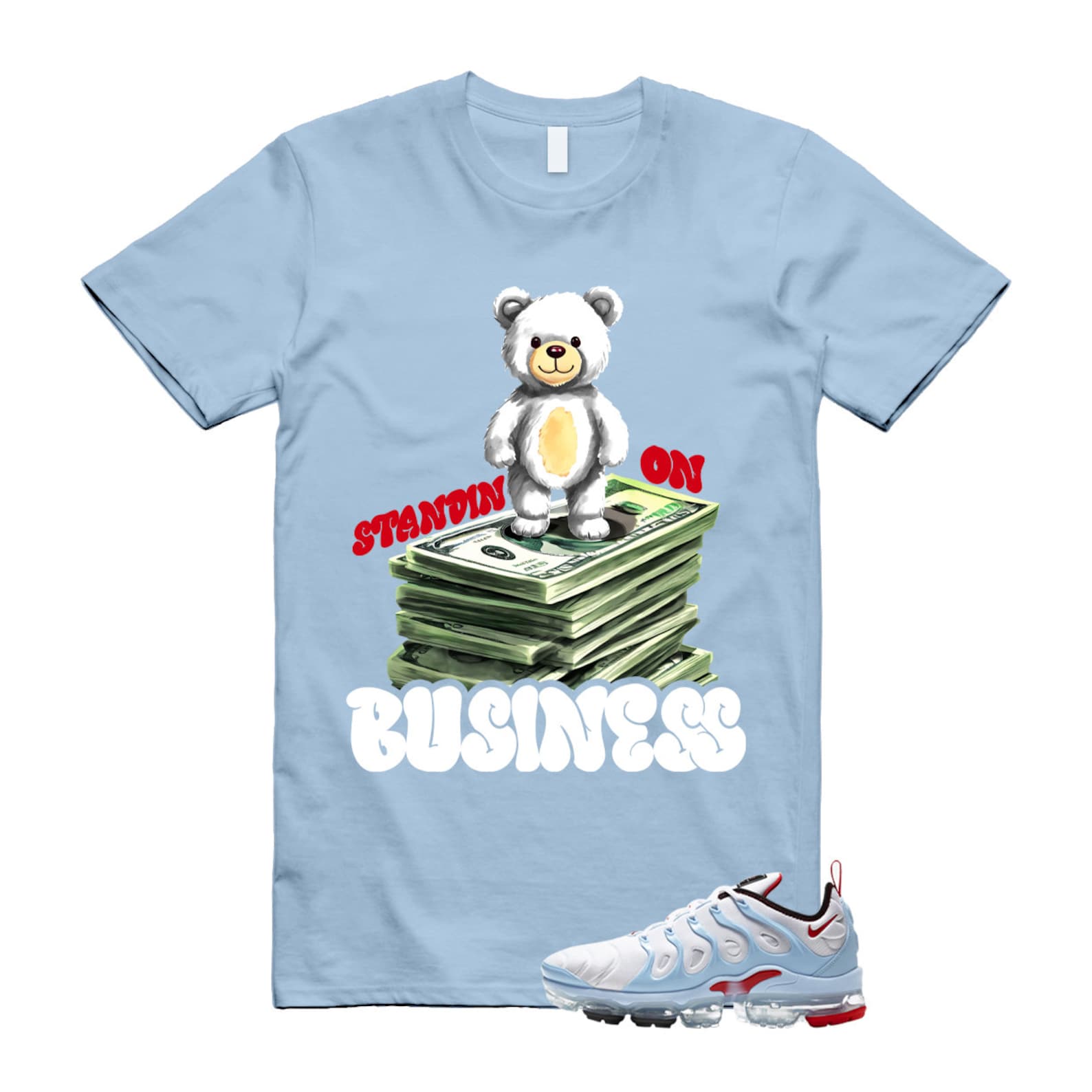VaporMax Chicago University Red Air Plus White Psychic Blue T Shirt Match SB2 ,CW6974-100 T-Shirt, Sneaker Match Tee