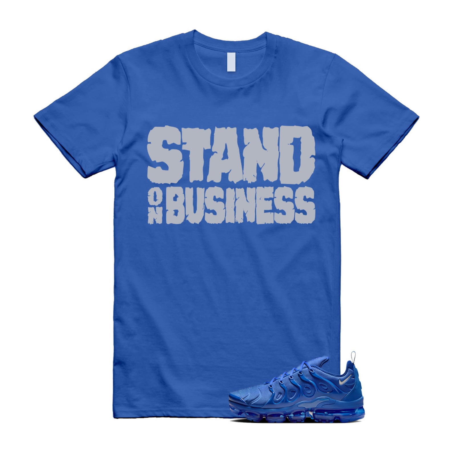 VaporMax Game Royal Blue Air Plus Silver Grey White T Shirt Match Stand On Business ,HJ9148-480 T-Shirt, Sneaker Match Tee
