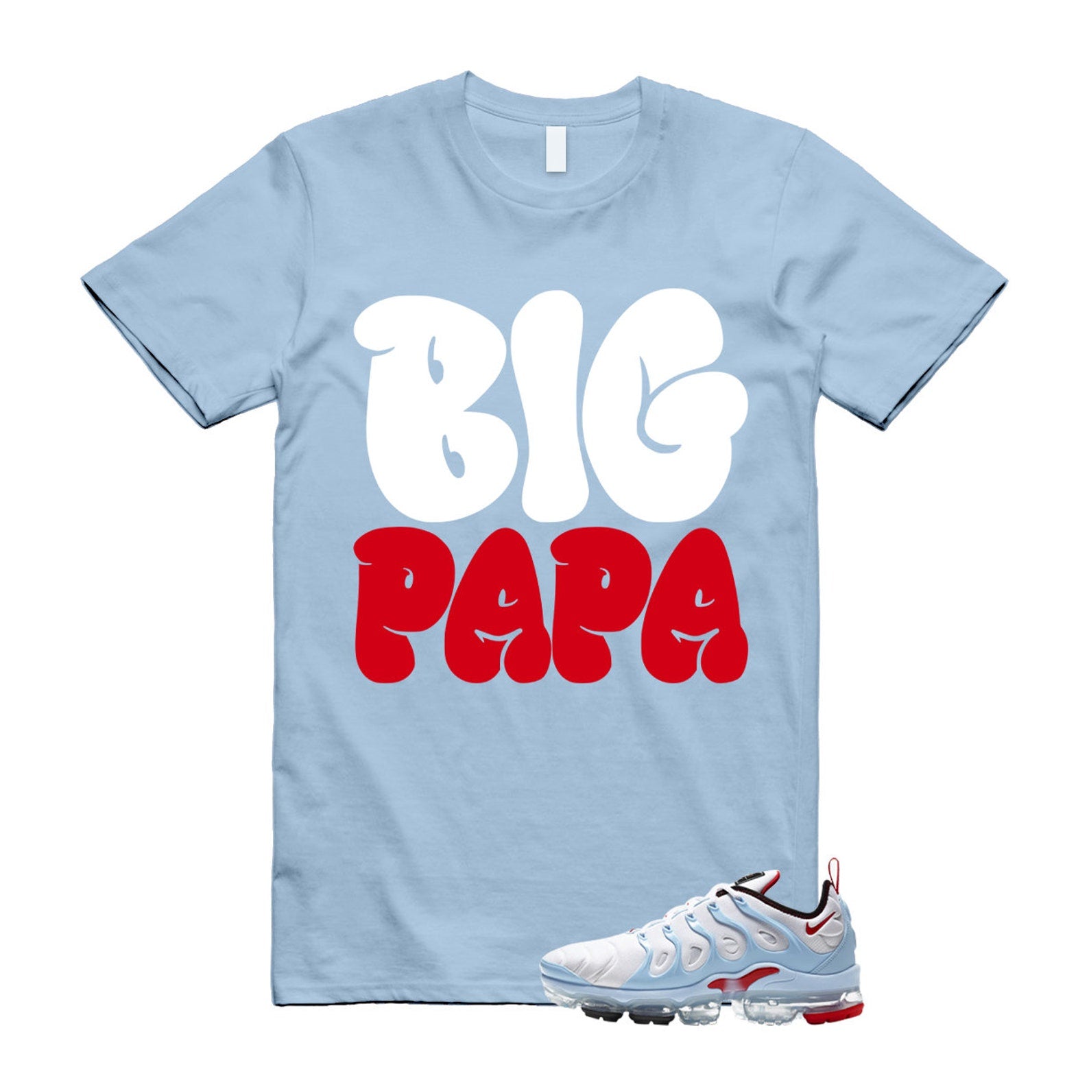 VaporMax Chicago University Red Psychic Blue White Air Plus T Shirt Match PAPA ,CW6974-100 T-Shirt, Sneaker Match Tee