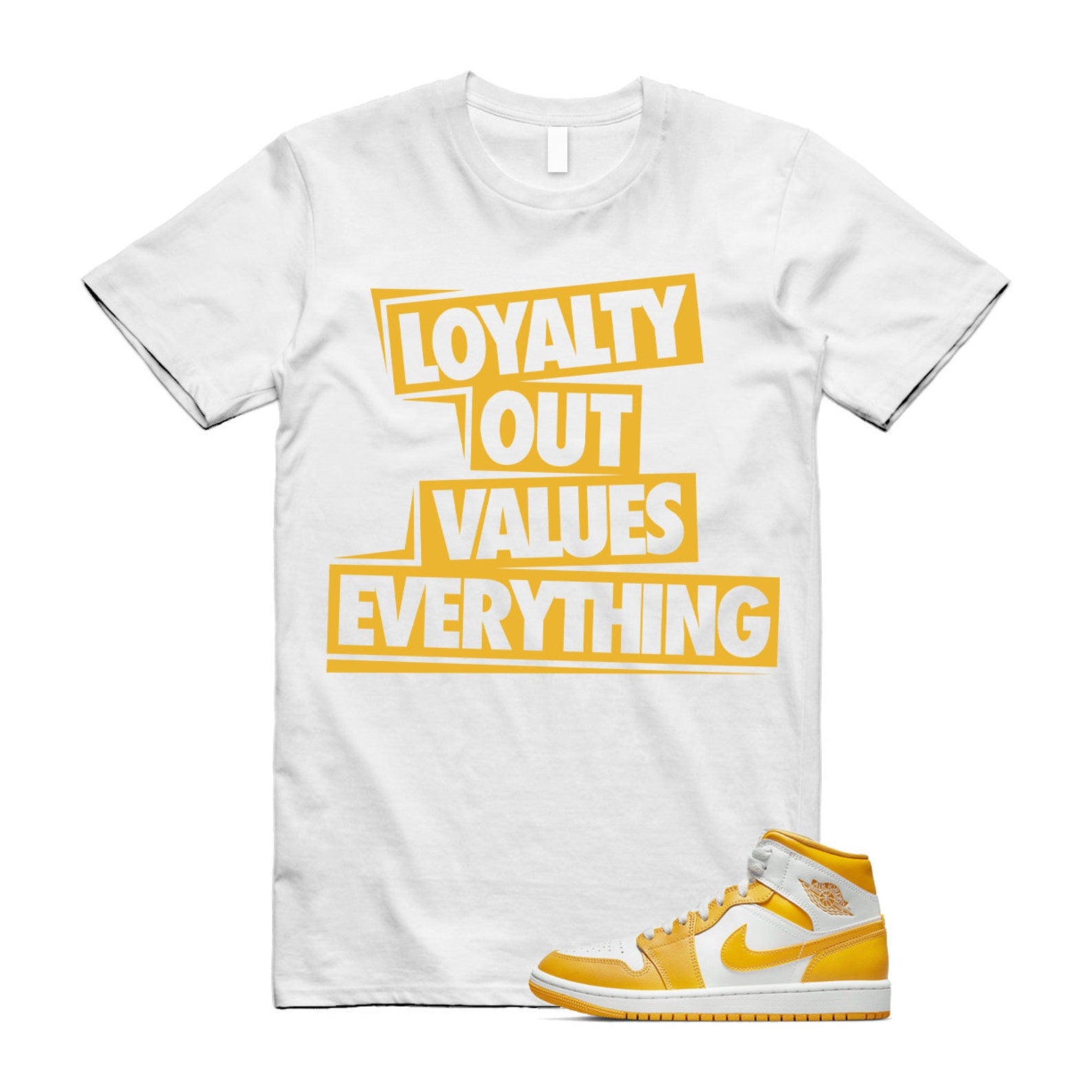 LOVE T Shirt to match Air J 1 Mid WMNS University Gold White Summer, BQ6472-117 T-Shirt, Sneaker Match Tee
