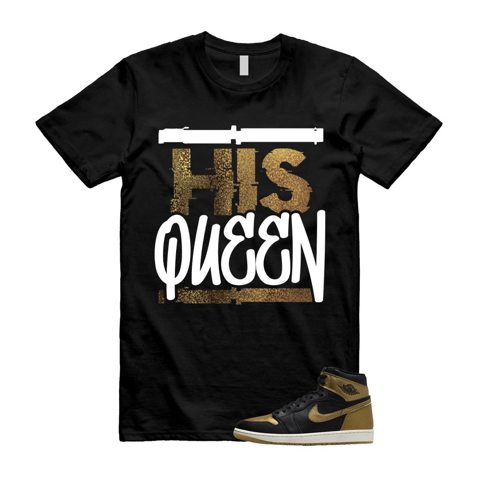 1 Black Metallic Gold Sail Retro High OG T Shirt Match HQ ,DZ5485-071 T-Shirt, Sneaker Match Tee