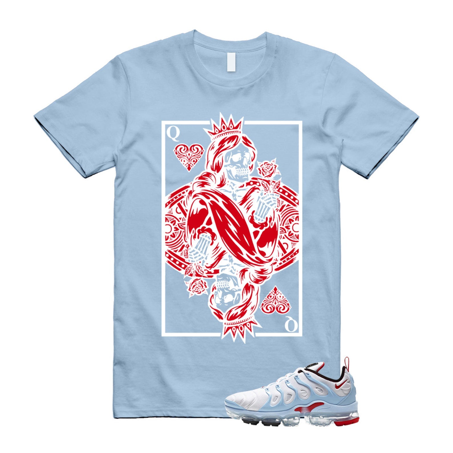 VaporMax Chicago University Red Psychic Blue White Air Plus T Shirt Match QC ,CW6974-100 T-Shirt, Sneaker Match Tee