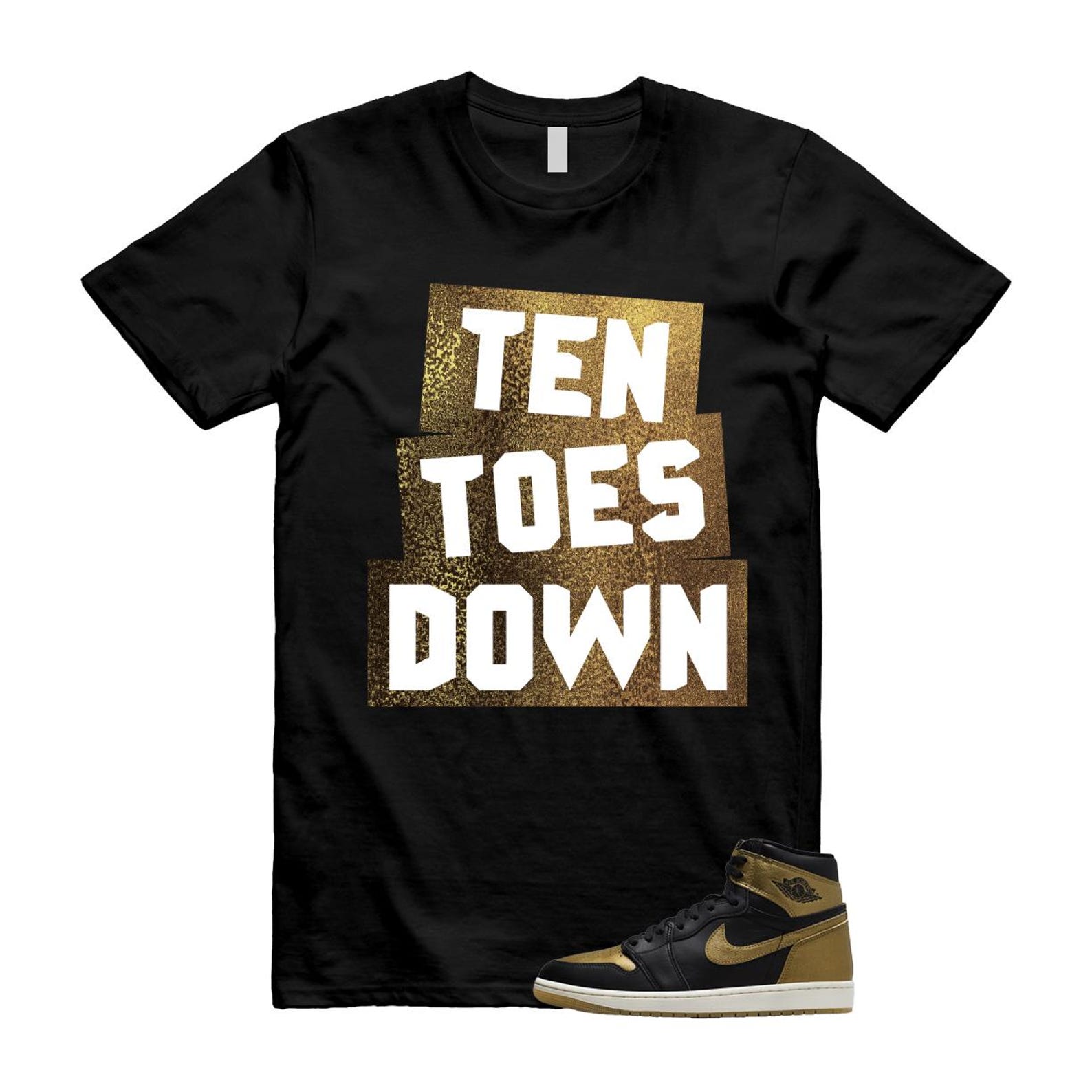 1 Black Metallic Gold Sail Retro High OG T Shirt Match TTD ,DZ5485-071 T-Shirt, Sneaker Match Tee