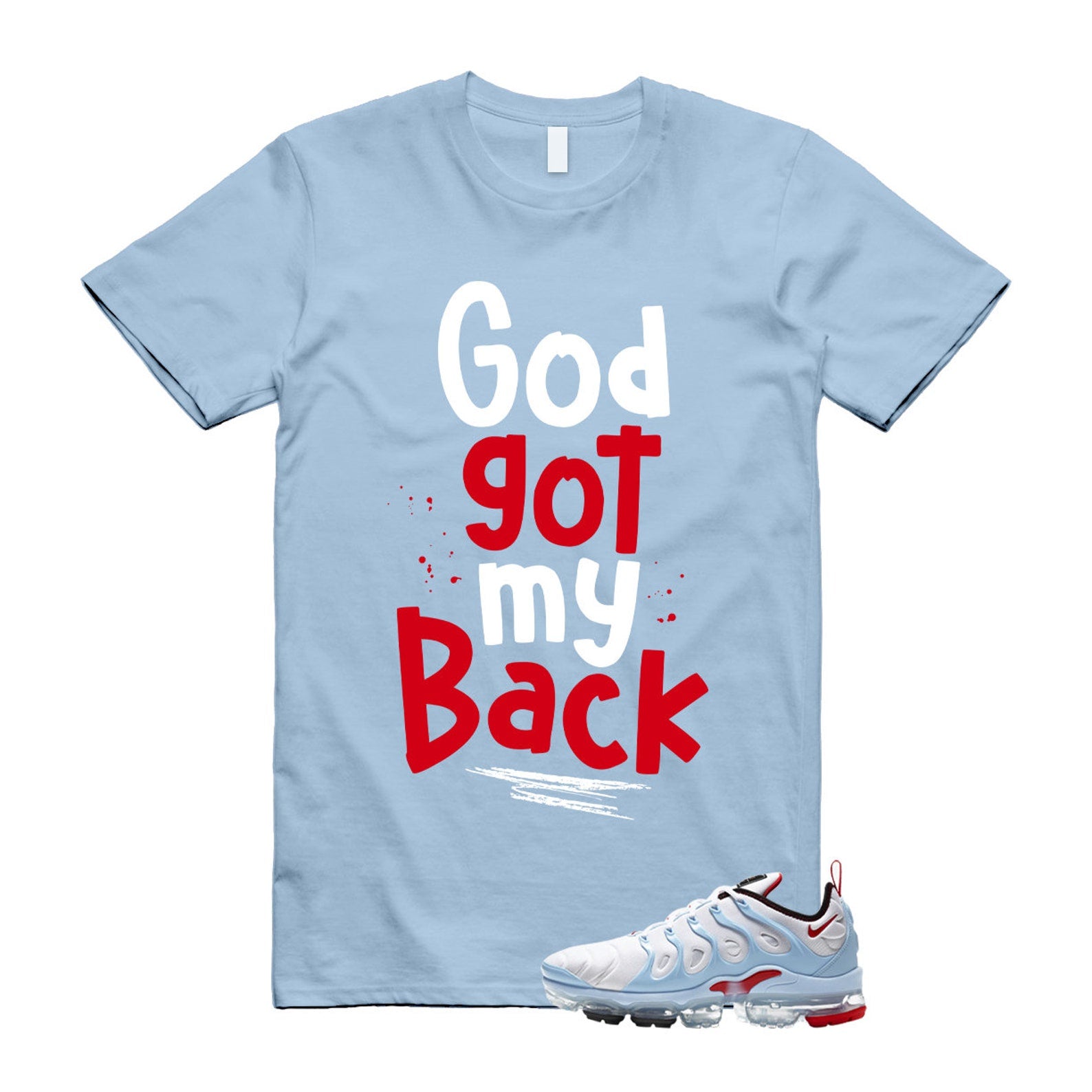 VaporMax Chicago University Red Psychic Blue White Air Plus T Shirt Match GOD ,CW6974-100 T-Shirt, Sneaker Match Tee