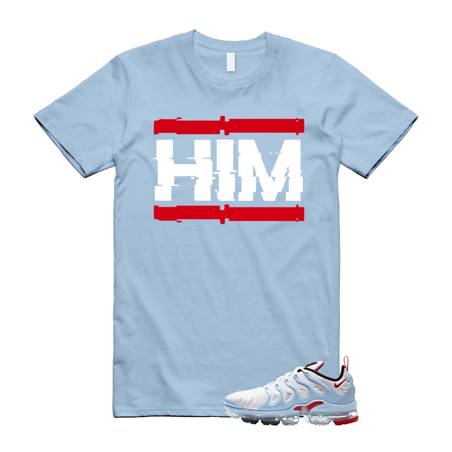 VaporMax Chicago University Red Psychic Blue White Air Plus T Shirt Match HIM ,CW6974-100 T-Shirt, Sneaker Match Tee