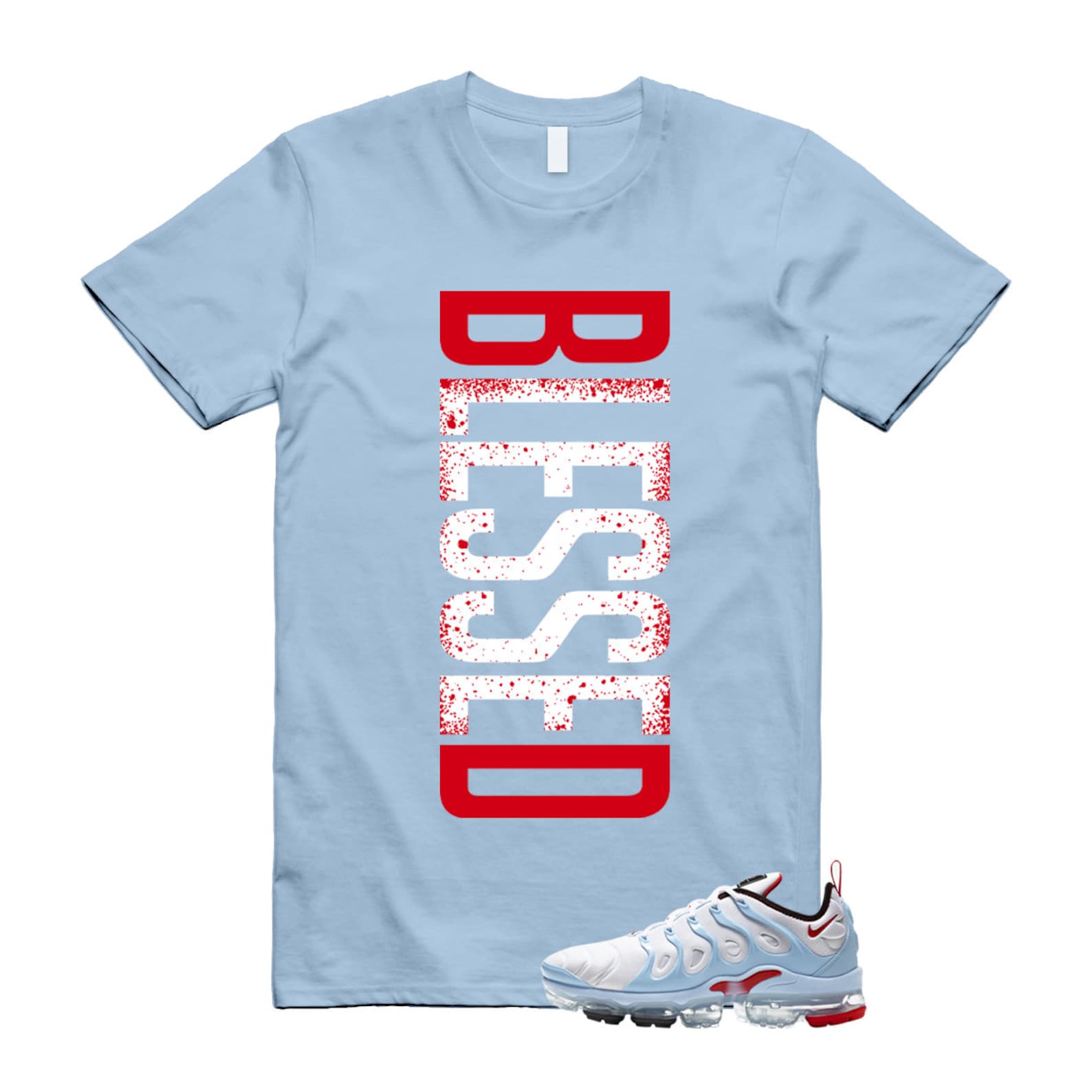 VaporMax Chicago University Red Psychic Blue White Air Plus T Shirt Match VERTBLS ,CW6974-100 T-Shirt, Sneaker Match Tee