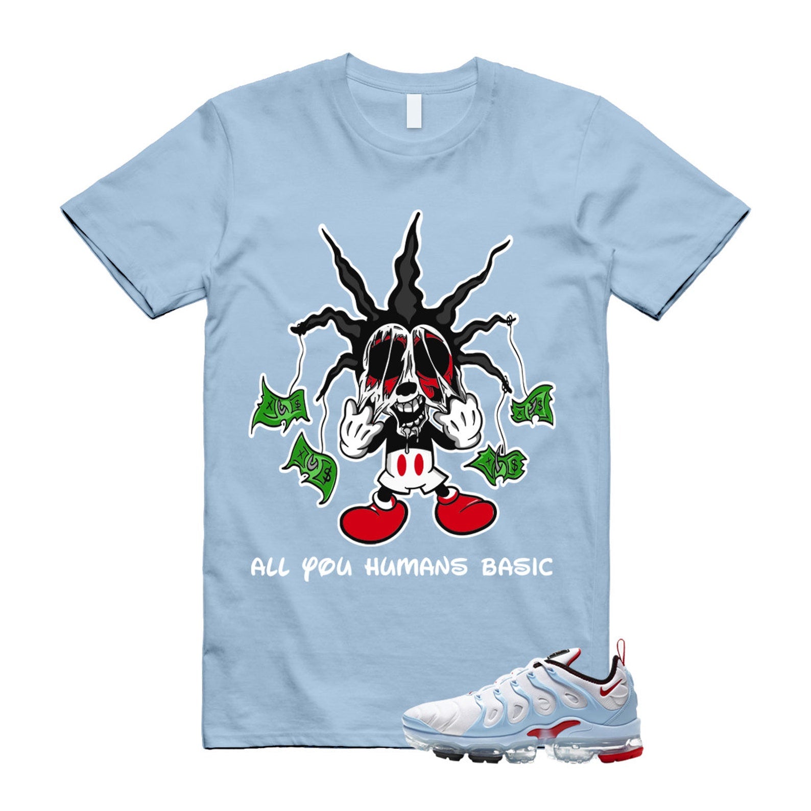 VaporMax Chicago University Red Psychic Blue White Air Plus T Shirt Match HOOK ,CW6974-100 T-Shirt, Sneaker Match Tee