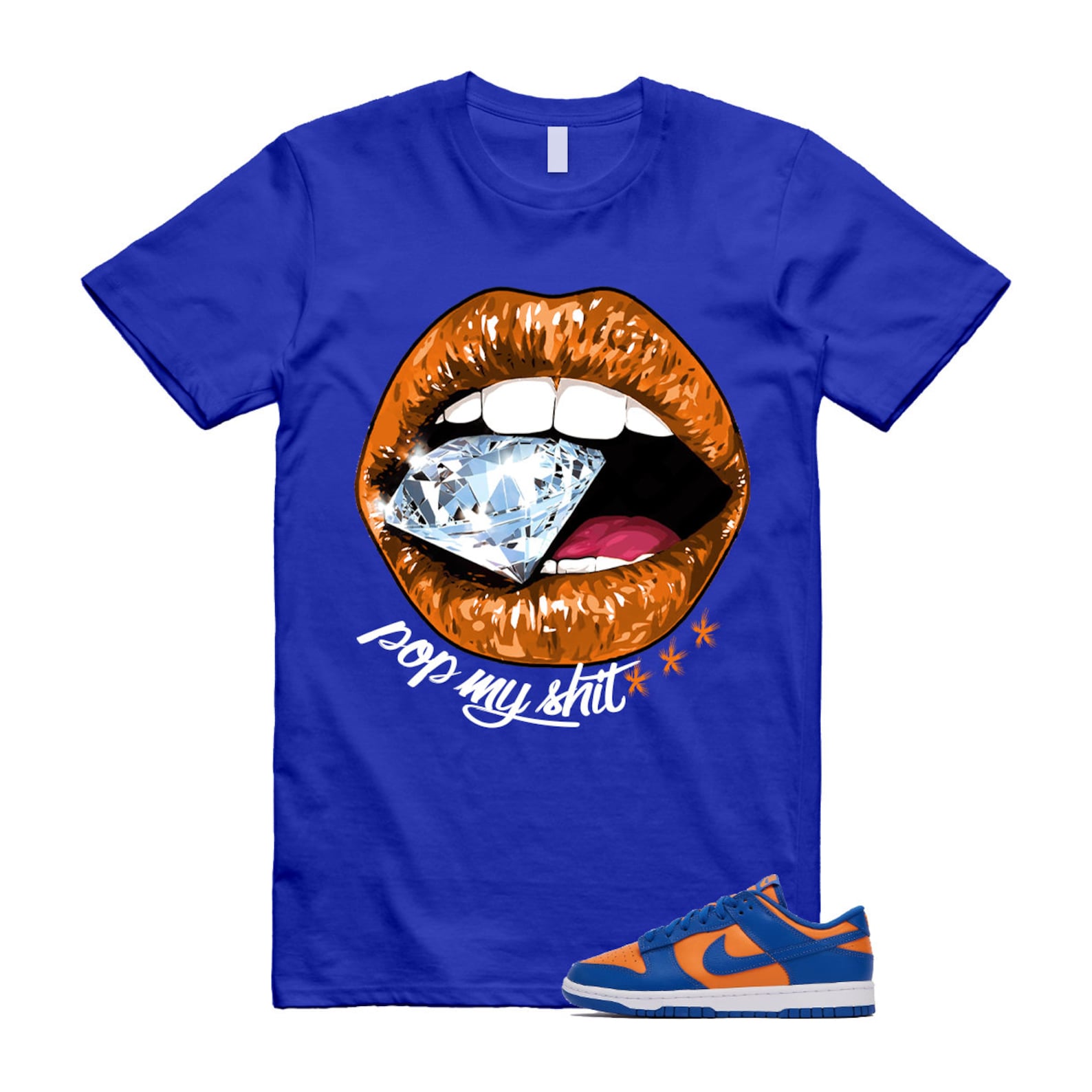Dunk Knicks Team Royal Blue Orange Low Bright Ceramic T Shirt Match POP ,DV0833-800 T-Shirt, Sneaker Match Tee