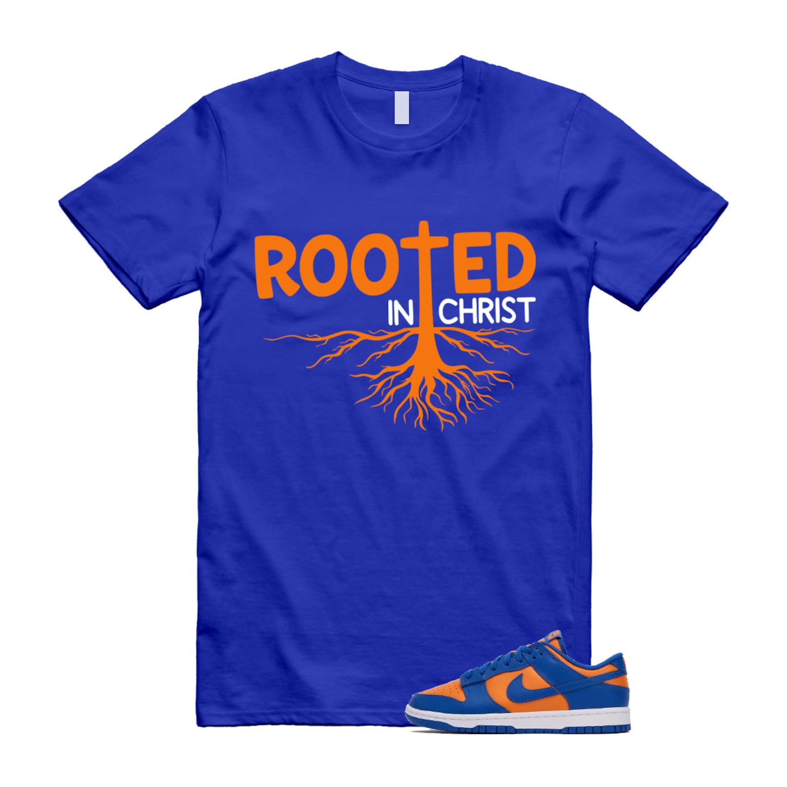Dunk Knicks Team Royal Blue Orange Low Bright Ceramic T Shirt Match ROOTED ,DV0833-800 T-Shirt, Sneaker Match Tee
