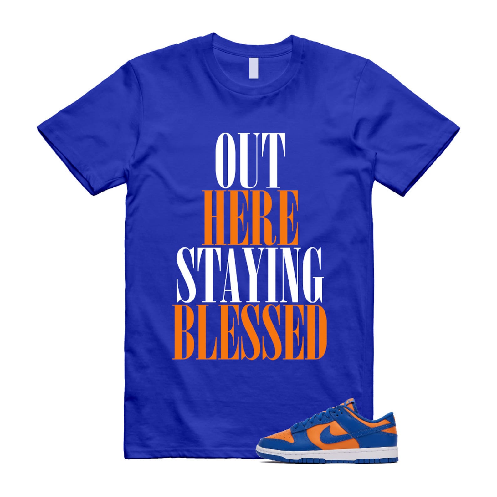Dunk Knicks Team Royal Blue Orange Low Bright Ceramic T Shirt Match STAYBLS ,DV0833-800 T-Shirt, Sneaker Match Tee