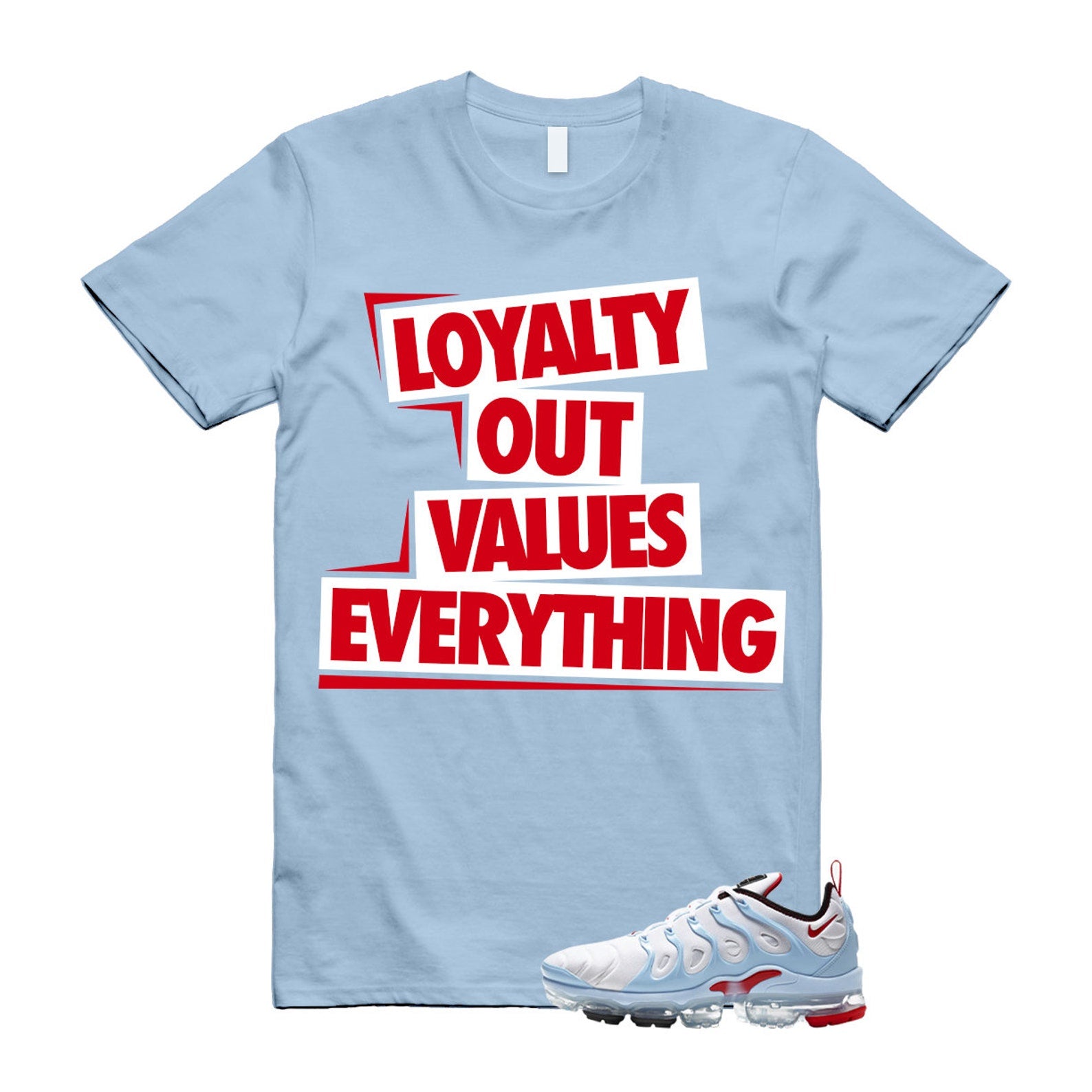 VaporMax Chicago University Red Psychic Blue White Air Plus T Shirt Match LOVE ,CW6974-100 T-Shirt, Sneaker Match Tee