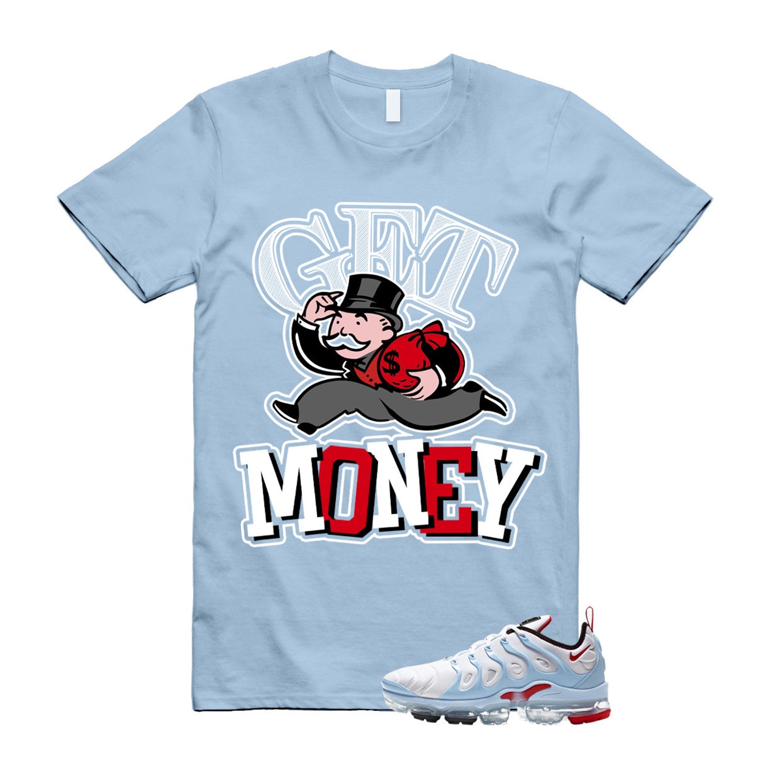 VaporMax Chicago University Red Psychic Blue White Air Plus T Shirt Match GM ,CW6974-100 T-Shirt, Sneaker Match Tee