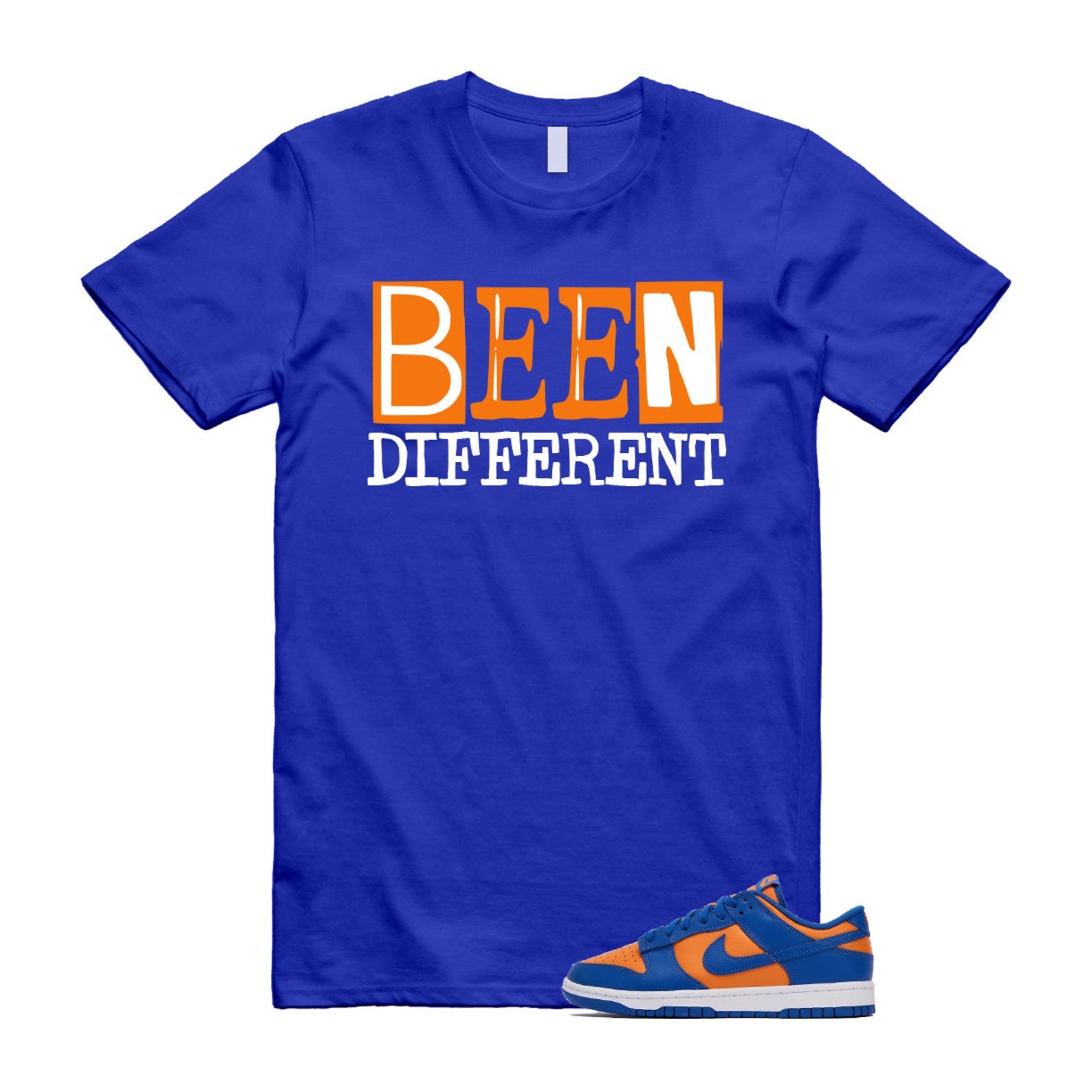 Dunk Knicks Team Royal Blue Orange Low Bright Ceramic T Shirt Match BEEN ,DV0833-800 T-Shirt, Sneaker Match Tee