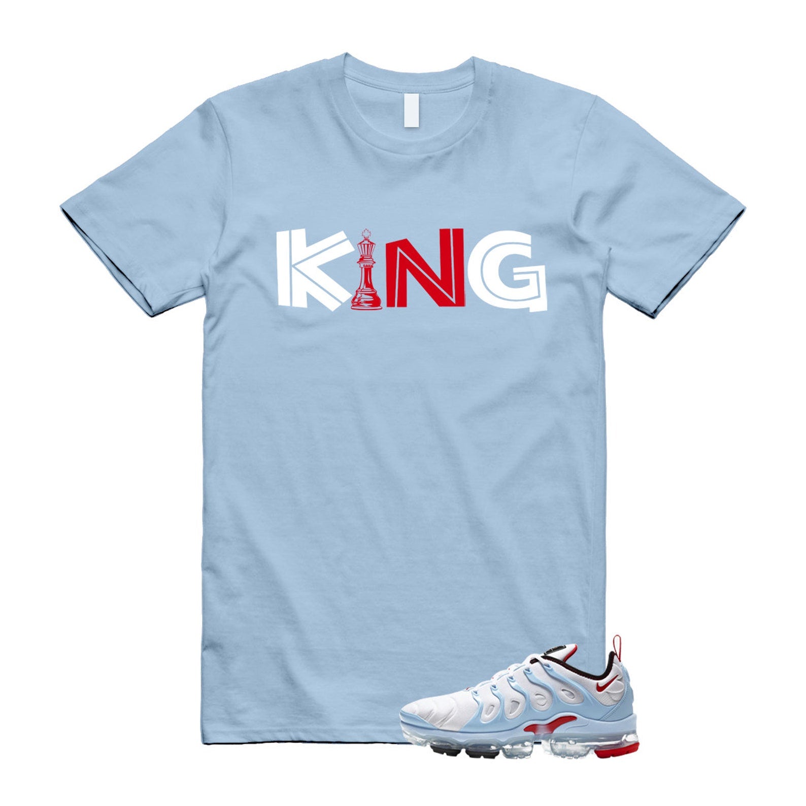VaporMax Chicago University Red Psychic Blue White Air Plus T Shirt Match KING ,CW6974-100 T-Shirt, Sneaker Match Tee