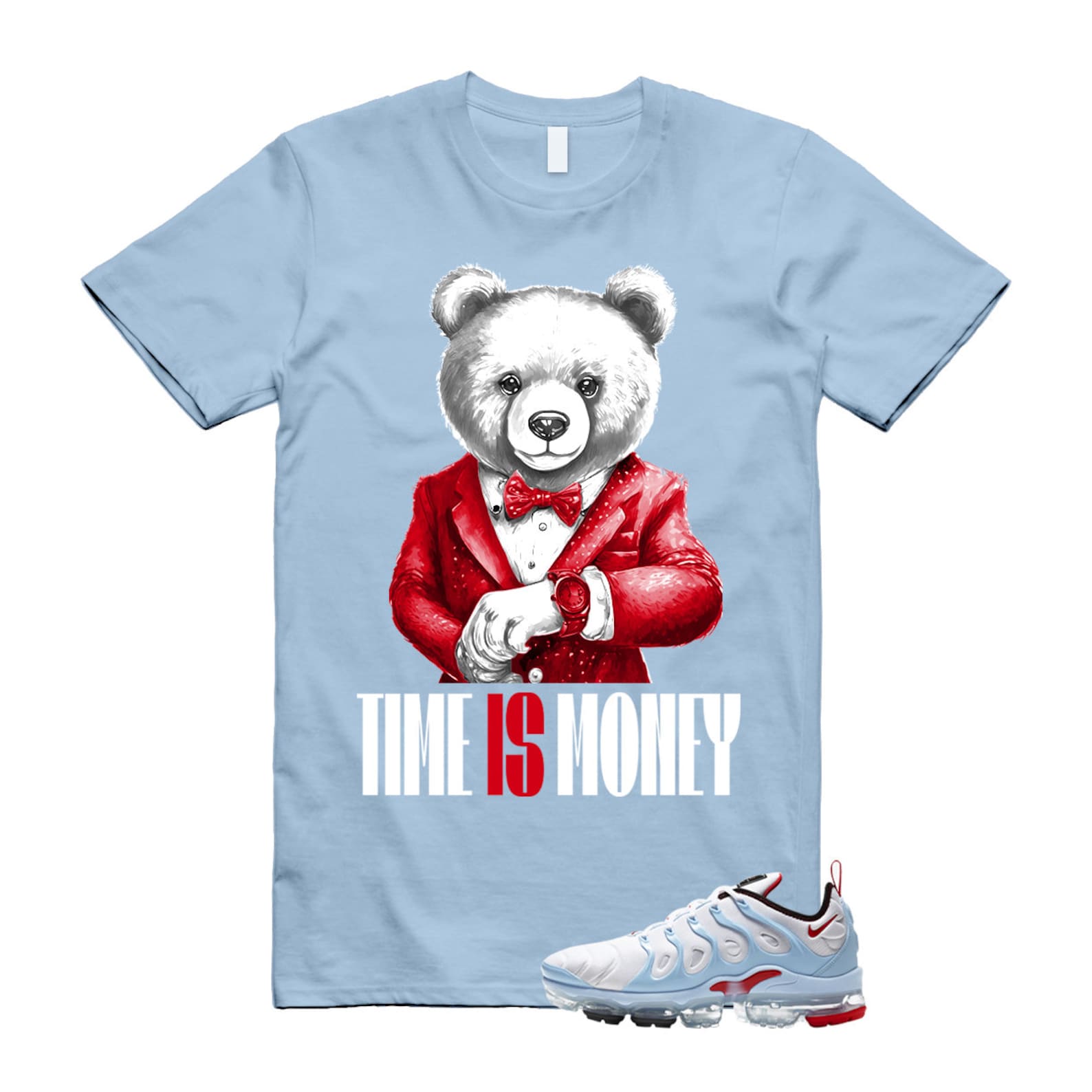 VaporMax Chicago University Red Air Plus White Psychic Blue T Shirt Match TIM ,CW6974-100 T-Shirt, Sneaker Match Tee