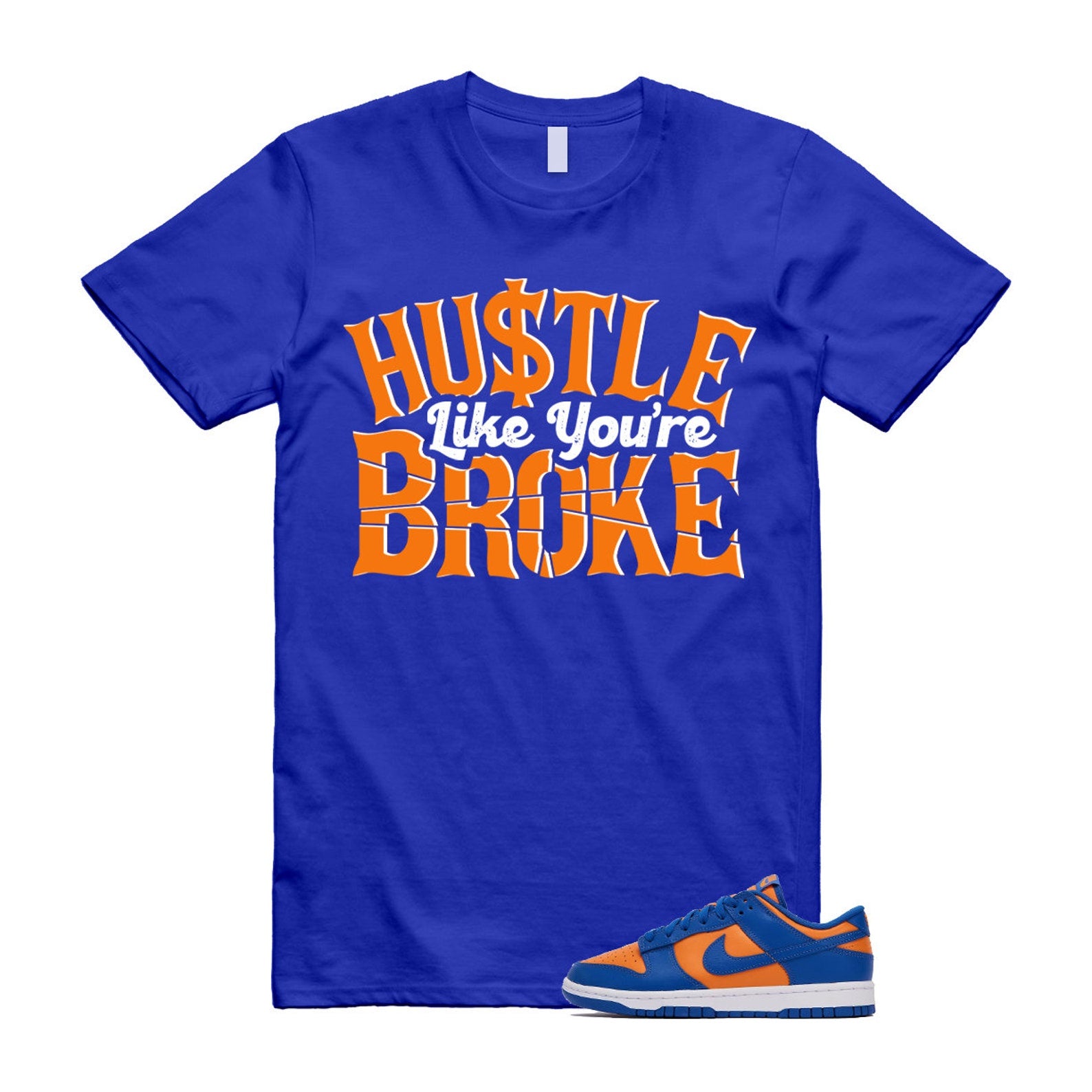 Dunk Knicks Team Royal Blue Orange Low Bright Ceramic T Shirt Match BROKE ,DV0833-800 T-Shirt, Sneaker Match Tee