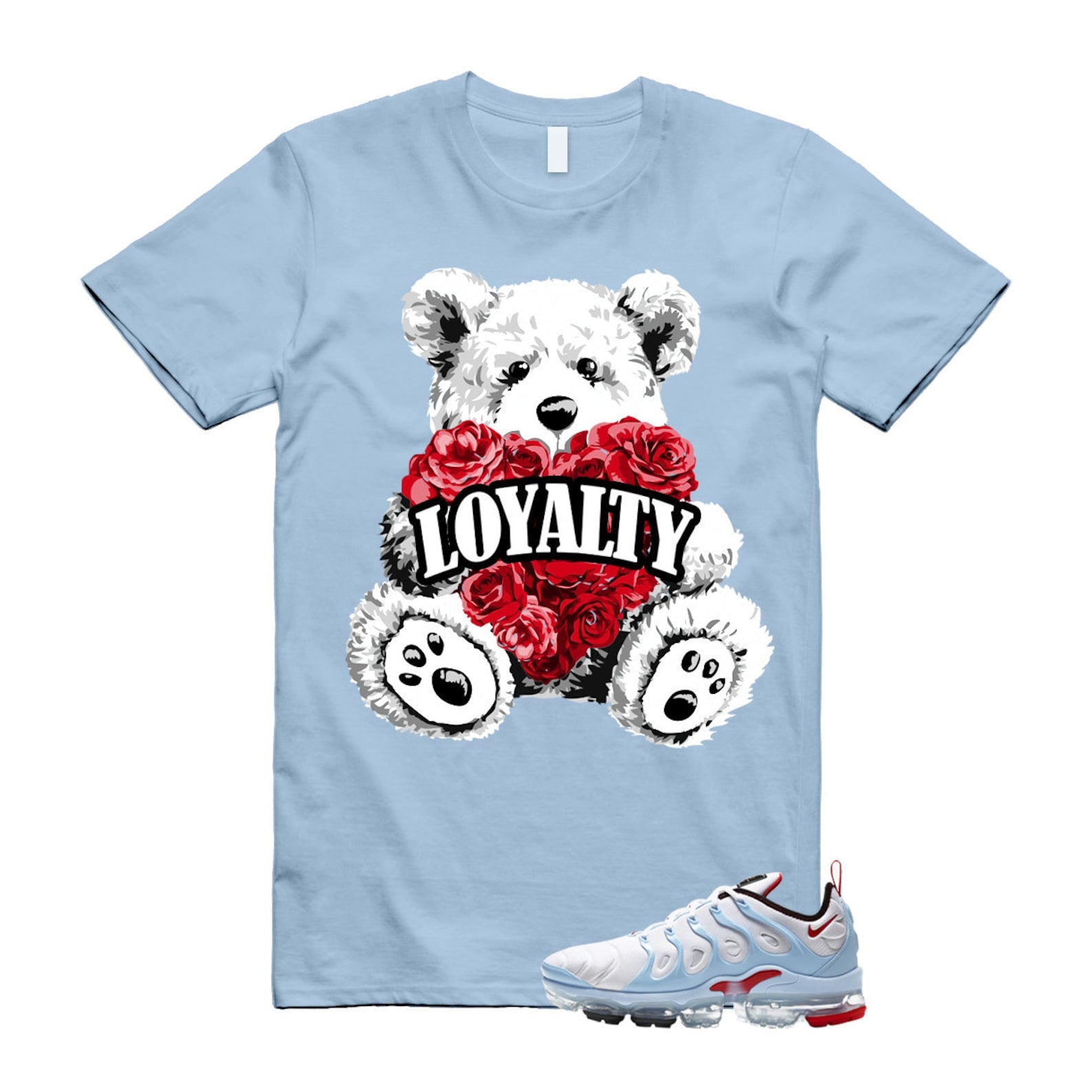 VaporMax Chicago University Red Psychic Blue White Air Plus T Shirt Match LYLTY ,CW6974-100 T-Shirt, Sneaker Match Tee